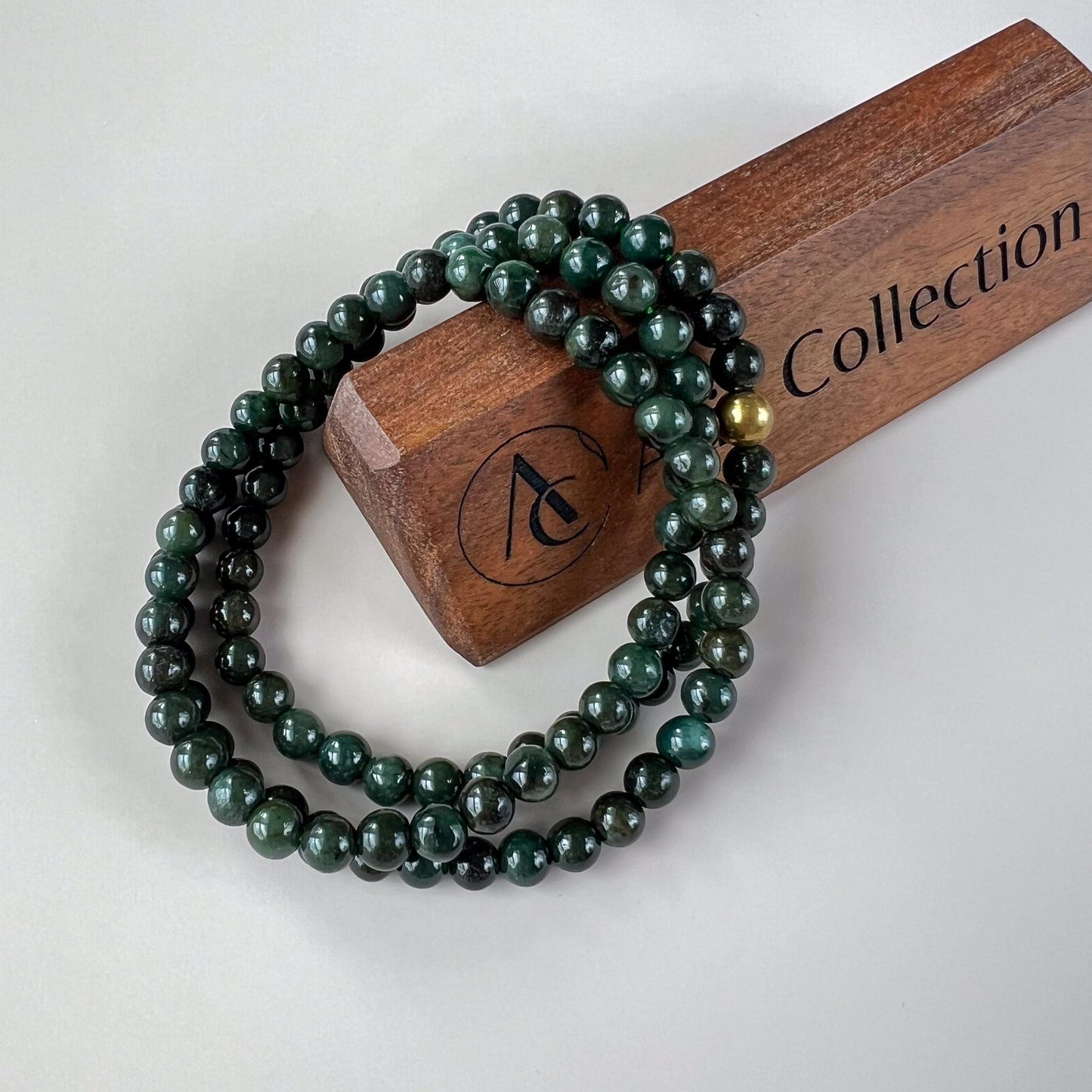 6.7 mm 108 Dark Green Jadeite Jade Mala Beads Bracelet Necklace, YJ-0913-0064604