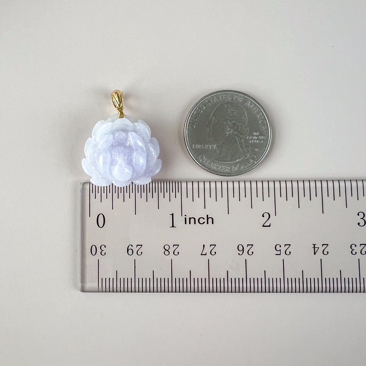 Lavender Jade Lotus with 18K Solid Gold, Lavender Purple Jadeite Jade Pendant, LSG-0824-1757804396