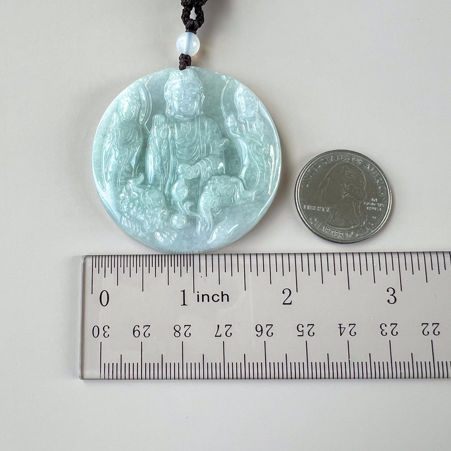 Three Buddha Jade Pendant, Amitabha, Guan Yin, Mahasthamaprapta, Da Shi Zhi, Avalokitesvara, Jadeite Jade Pendant, YJ-0522-0427813