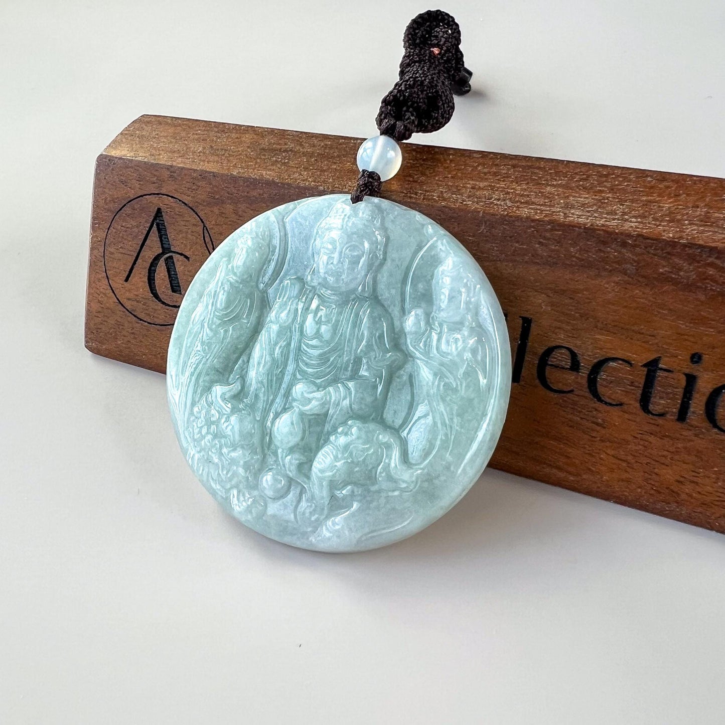 Three Buddha Jade Pendant, Amitabha, Guan Yin, Mahasthamaprapta, Da Shi Zhi, Avalokitesvara, Jadeite Jade Pendant, YJ-0522-0427813