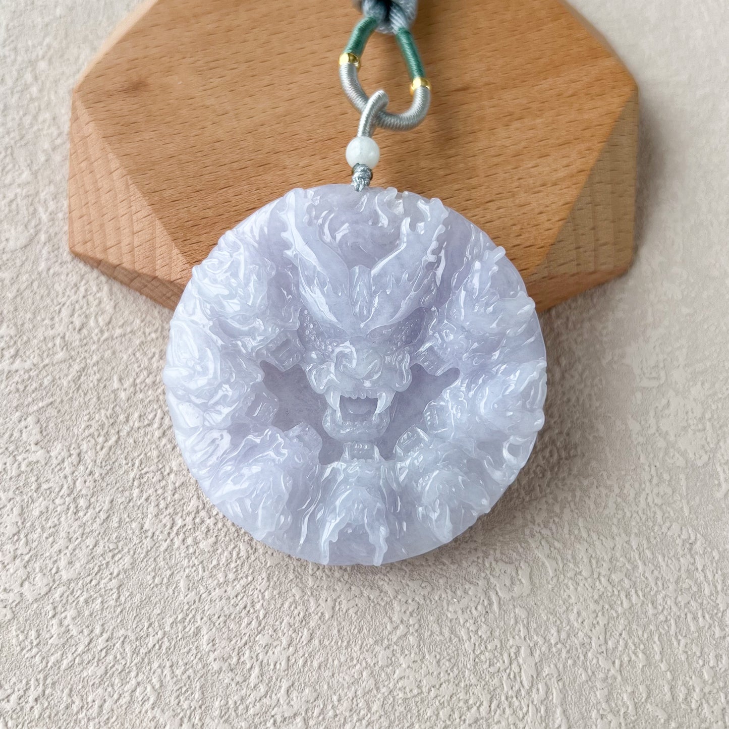 Circle of Nine Dragons Pendant, Light Purple Hand Carved Jadeite Jade Pendant, YGR-0323-1706549514