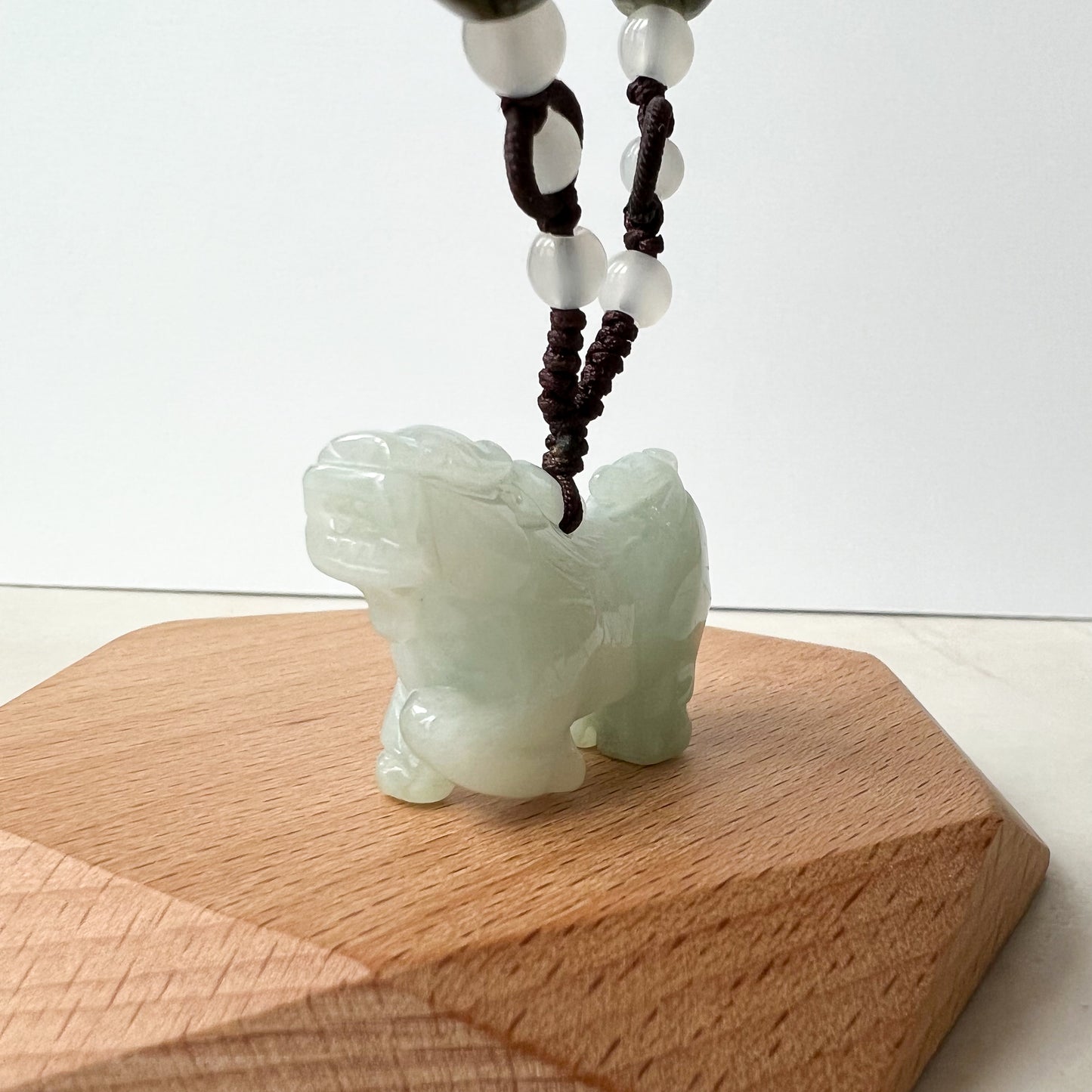 Jade Qilin, 麒麟, Kirin Dragon Carved Necklace, YW-0110-1647022524 - AriaDesignCollection