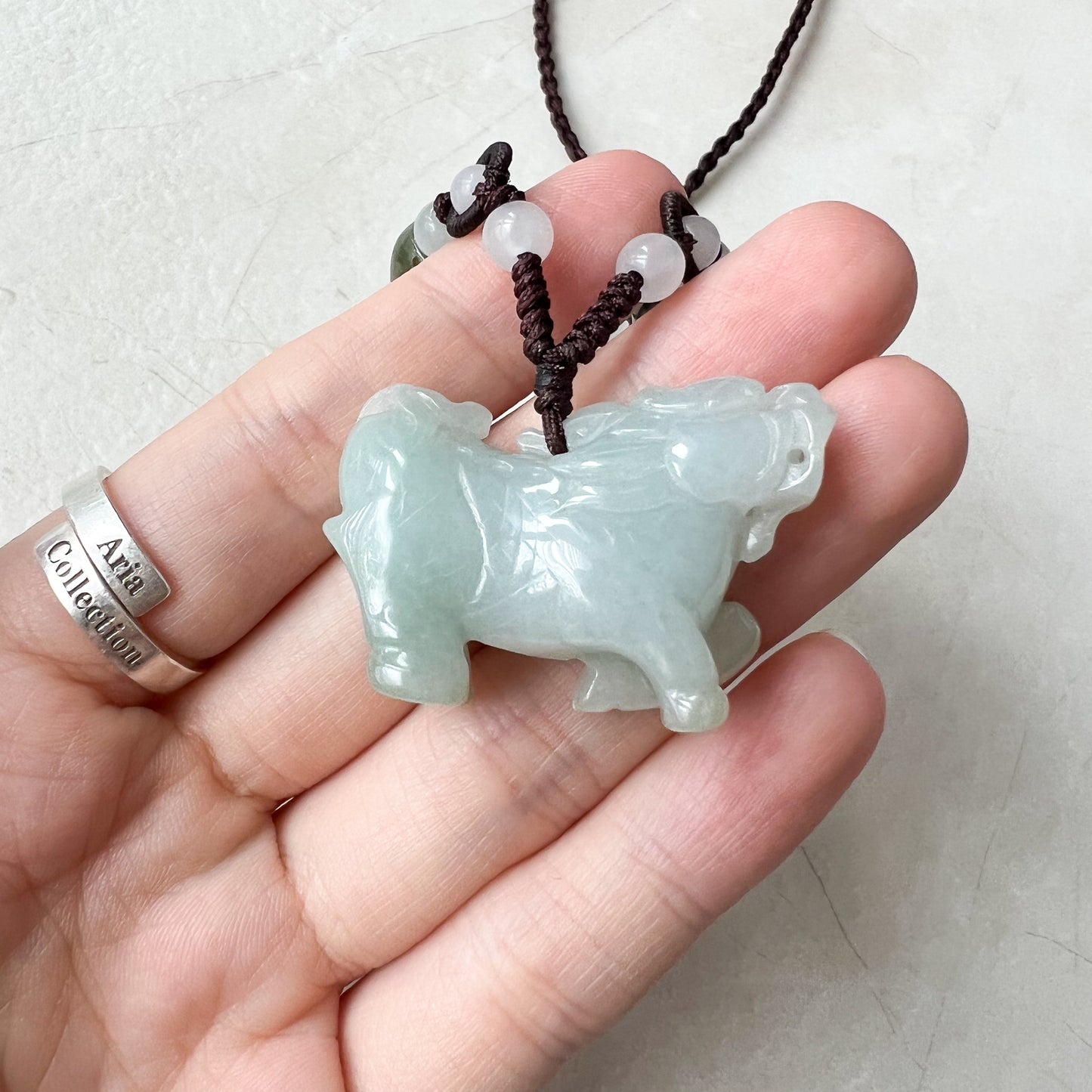 Jade Qilin, 麒麟, Kirin Dragon Carved Necklace, YW-0110-1647022524 - AriaDesignCollection