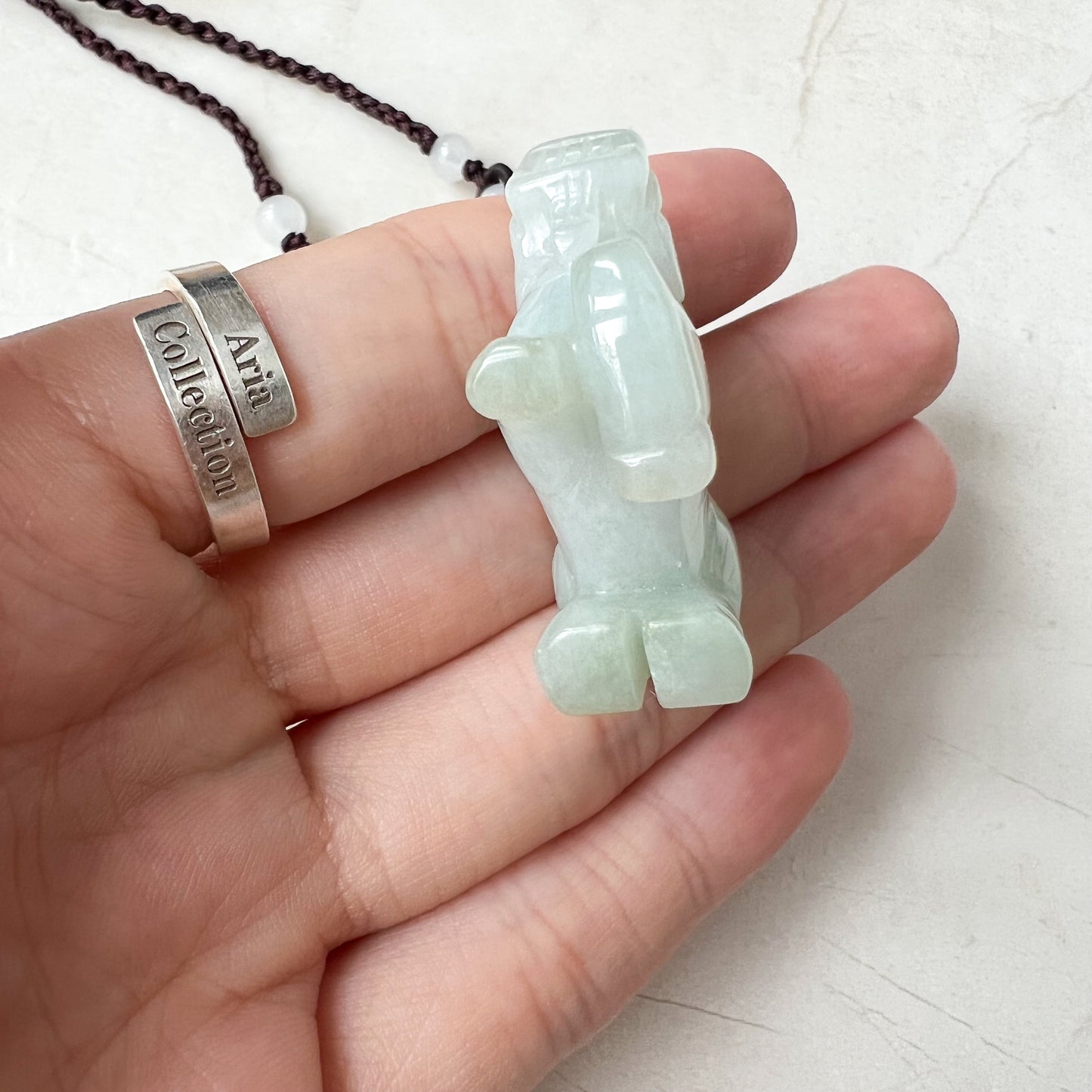 Jade Qilin, 麒麟, Kirin Dragon Carved Necklace, YW-0110-1647022524 - AriaDesignCollection