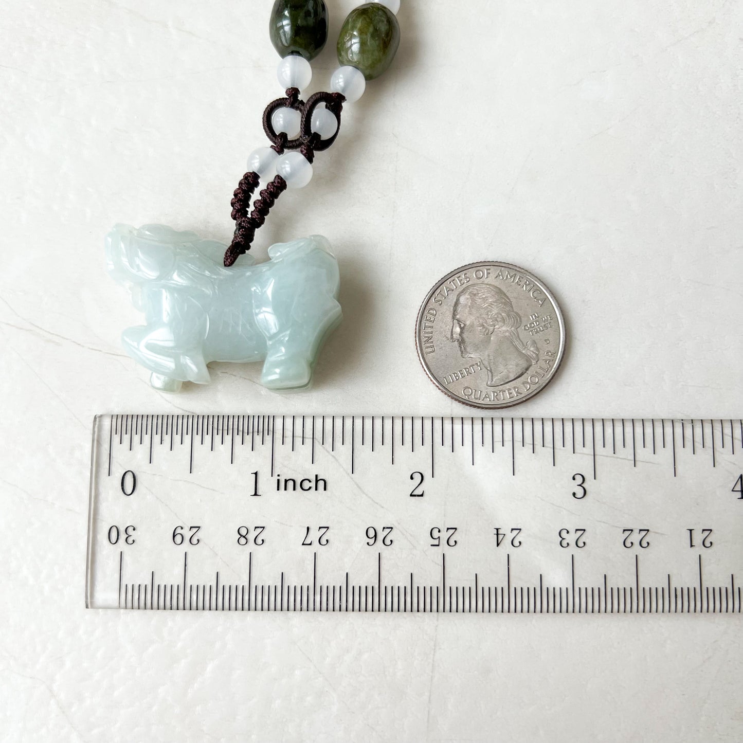 Jade Qilin, 麒麟, Kirin Dragon Carved Necklace, YW-0110-1647022524 - AriaDesignCollection