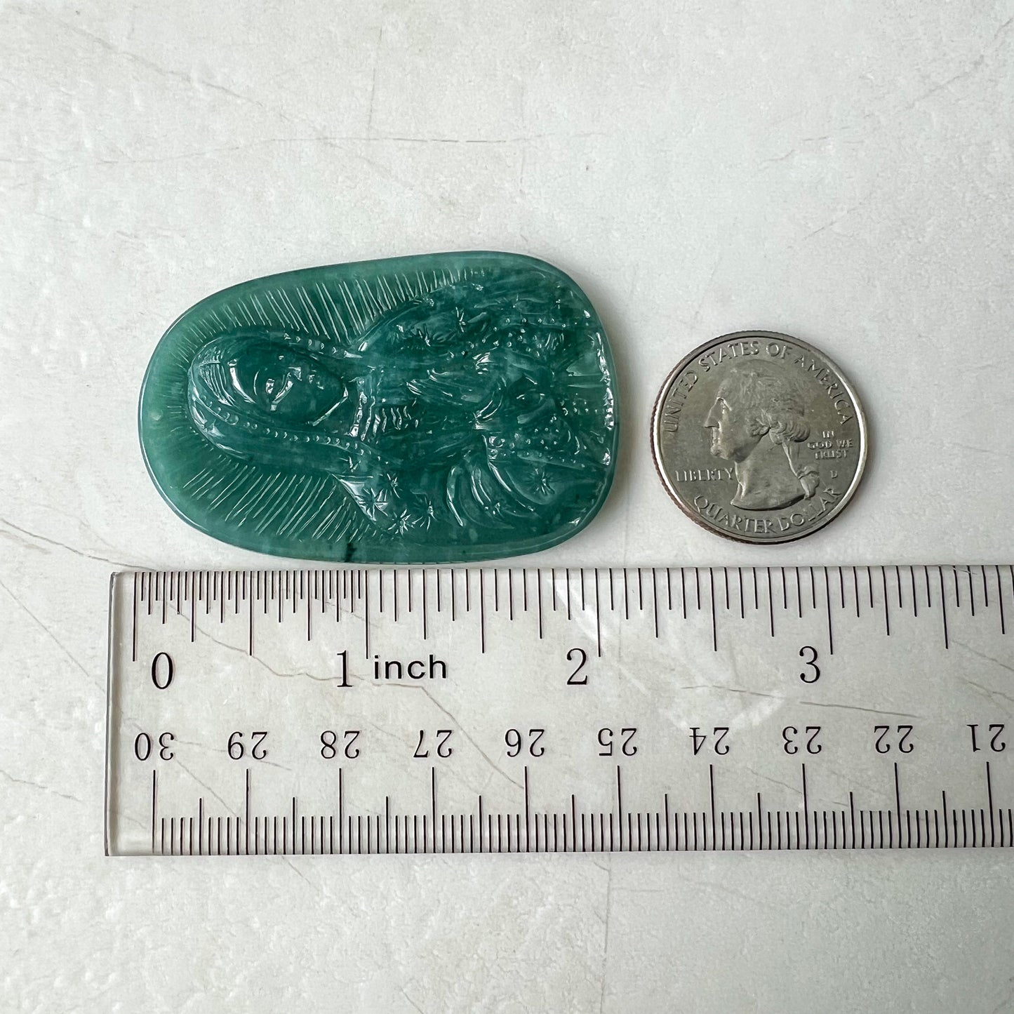 Jadeite Jade Virgin Mary, Mother of Jesus, Blue Green Jade, Christian Necklace, Hand Carved Necklace, XZ-1221-1671073796
