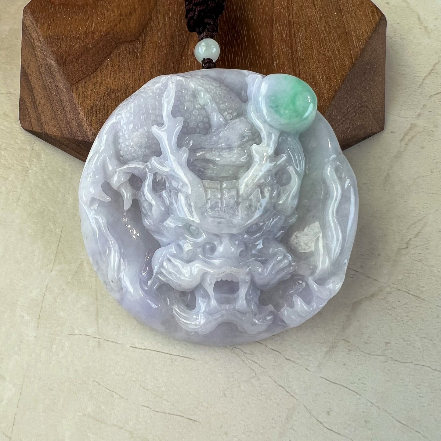 Purple Jadeite Jade Dragon Chinese Zodiac Hand Carved Pendant Necklace, YJ-0321-0332176