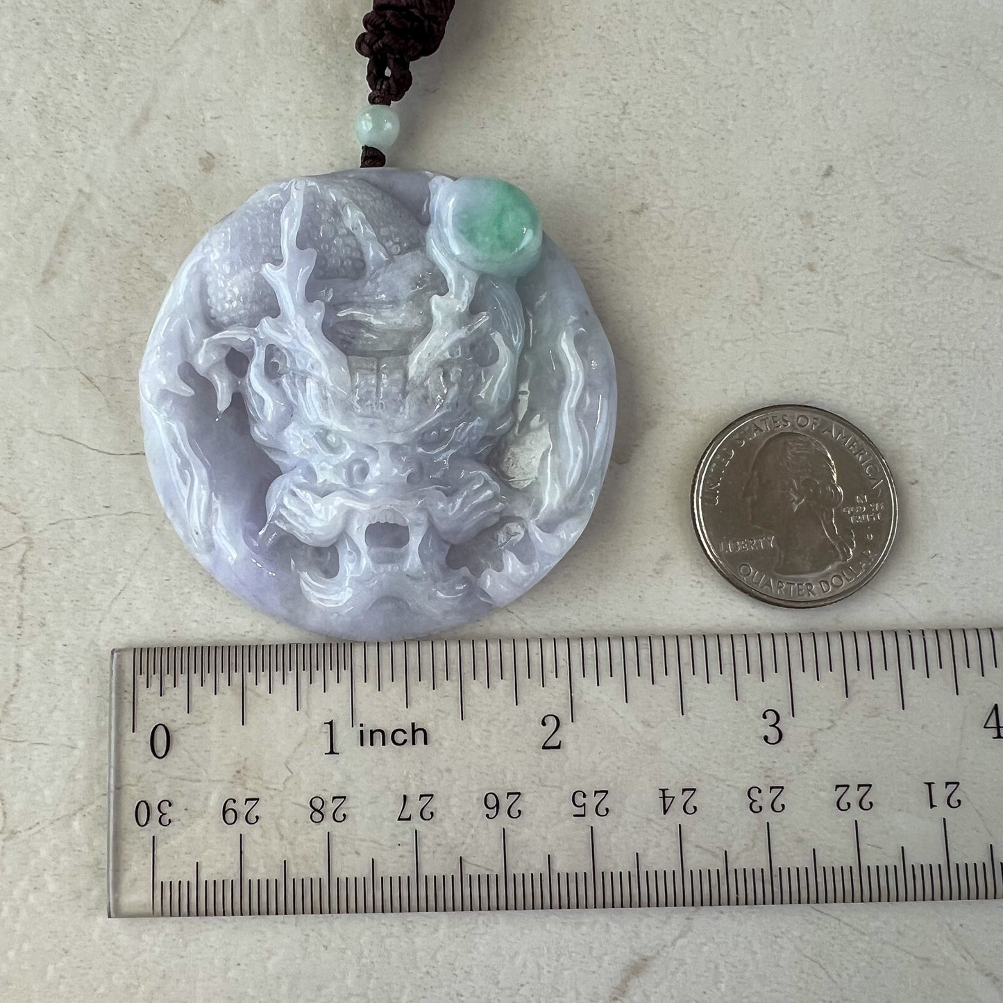 Purple Jadeite Jade Dragon Chinese Zodiac Hand Carved Pendant Necklace, YJ-0321-0332176