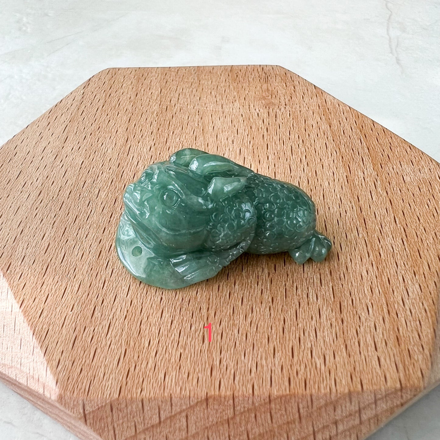 Jadeite Jade Green Money Toad, Money Frog, Golden Toad, 3 Leg Toad, Jin Chan, Lucky Fortune Toad, 金蟾 Pendant, YJ-1221-0322307