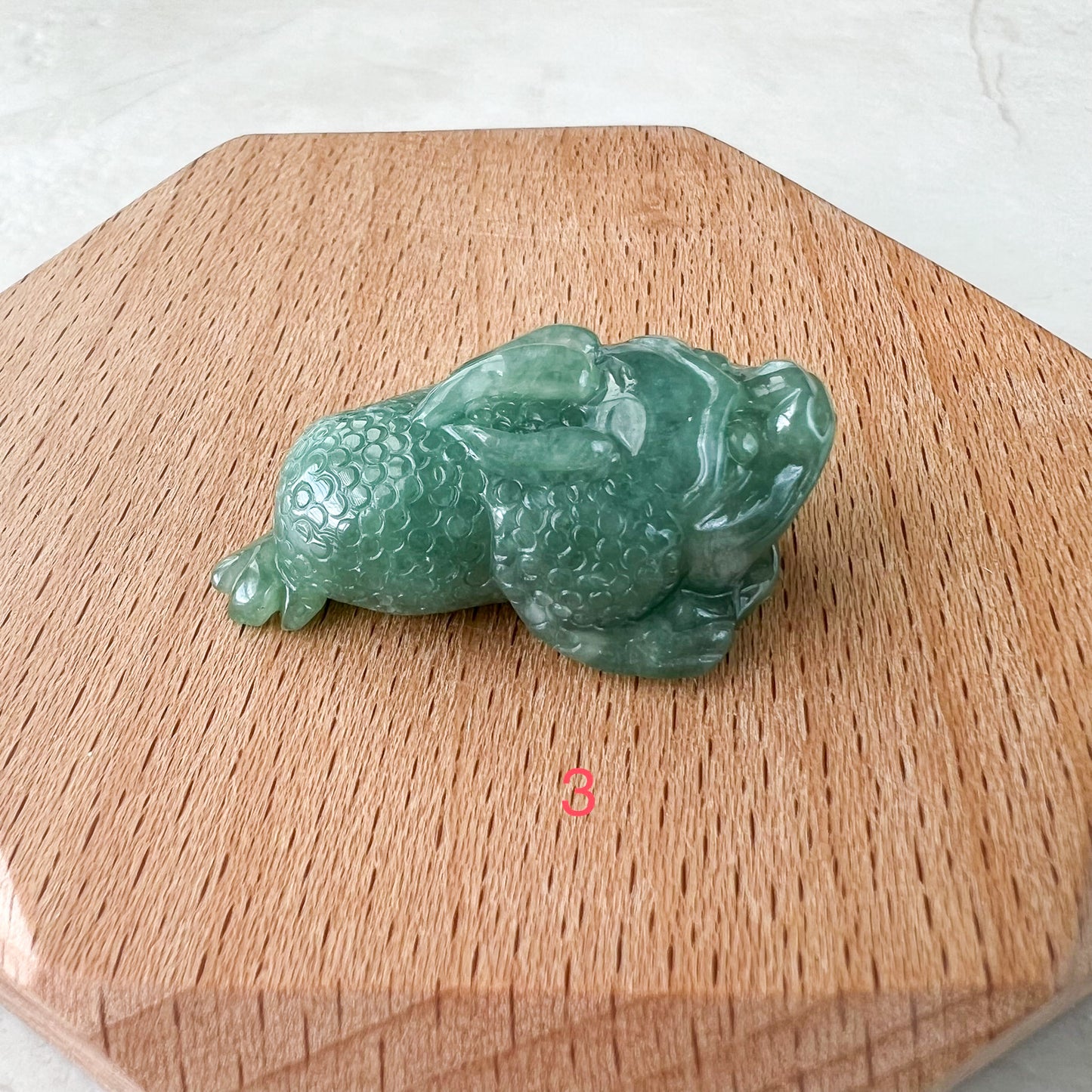 Jadeite Jade Green Money Toad, Money Frog, Golden Toad, 3 Leg Toad, Jin Chan, Lucky Fortune Toad, 金蟾 Pendant, YJ-1221-0322307