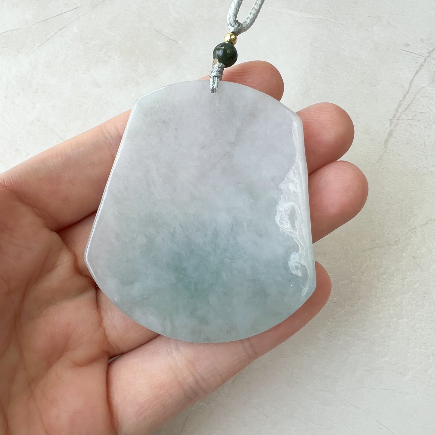 Jadeite Jade Guan Yin Kwan Yin Protected by Dragon Avalokitesvara Semi-Translucent Carved Pendant Necklace, YJ-0321-0429768 - AriaDesignCollection