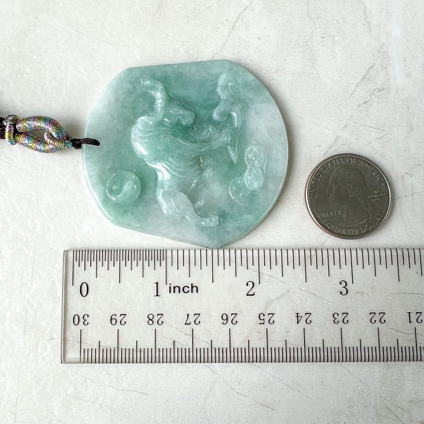 Ox Jadeite Jade Bull Cow Chinese Zodiac Carved Rustic Pendant Necklace, YJ-0321-0324765