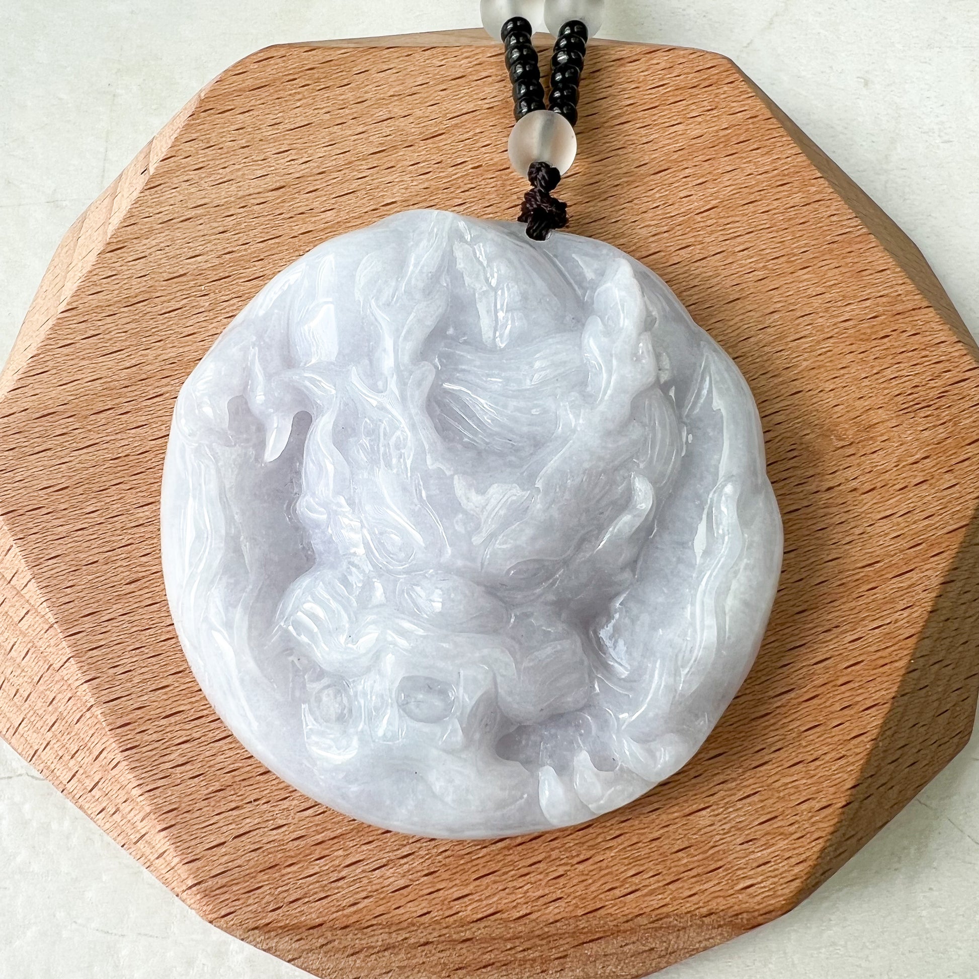 Purple Jadeite Jade Dragon Chinese Zodiac Hand Carved Pendant Necklace, YJ-0321-0345832 - AriaDesignCollection