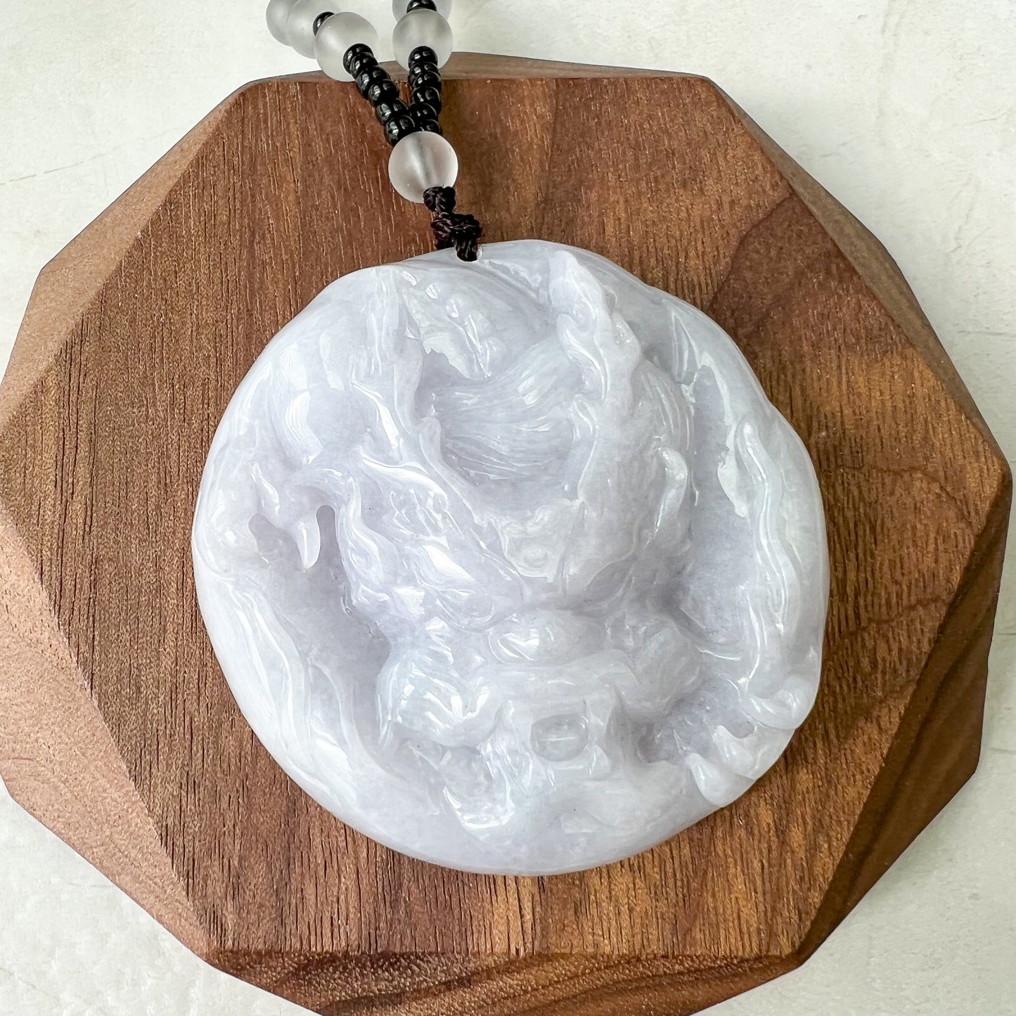 Purple Jadeite Jade Dragon Chinese Zodiac Hand Carved Pendant Necklace, YJ-0321-0345832 - AriaDesignCollection