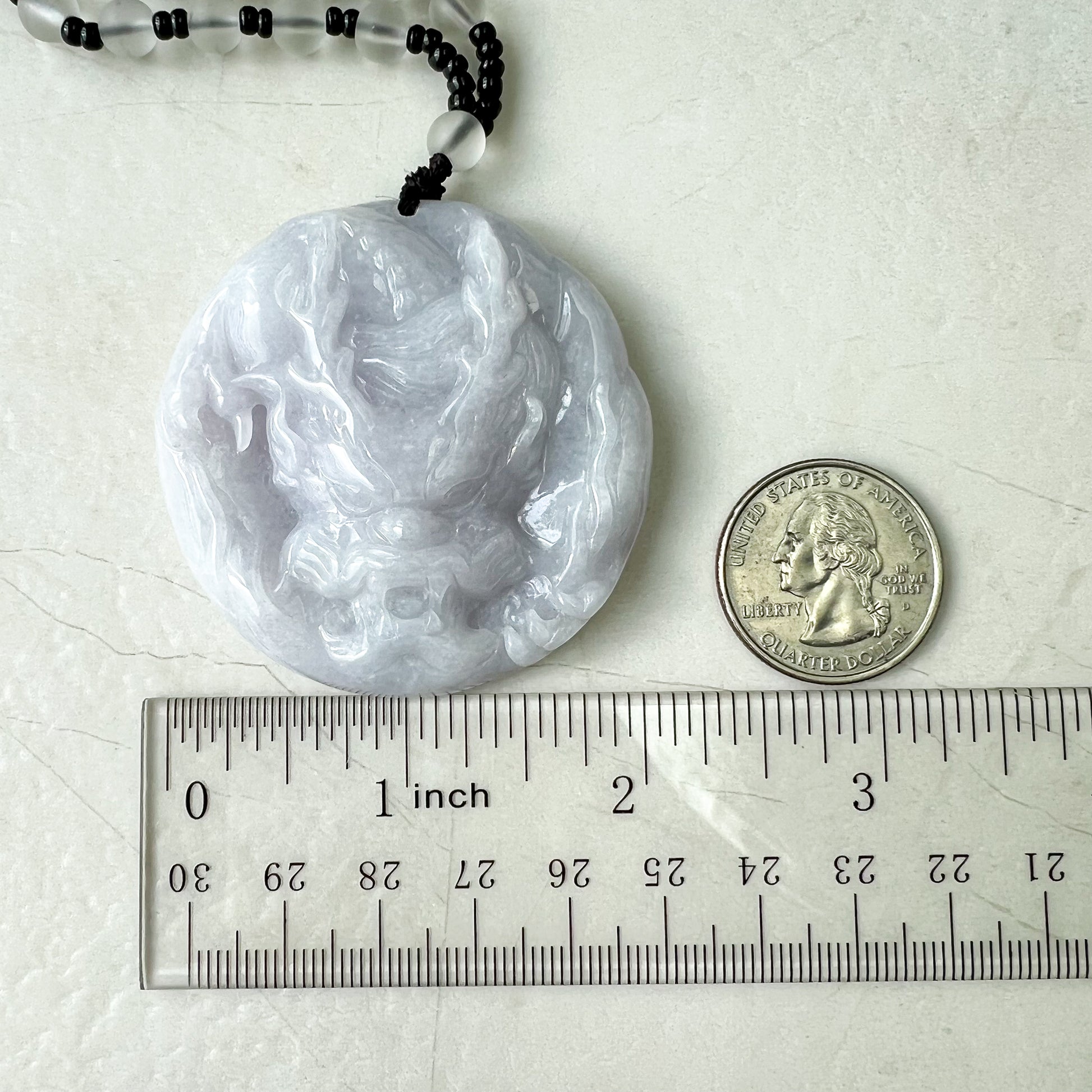 Purple Jadeite Jade Dragon Chinese Zodiac Hand Carved Pendant Necklace, YJ-0321-0345832 - AriaDesignCollection