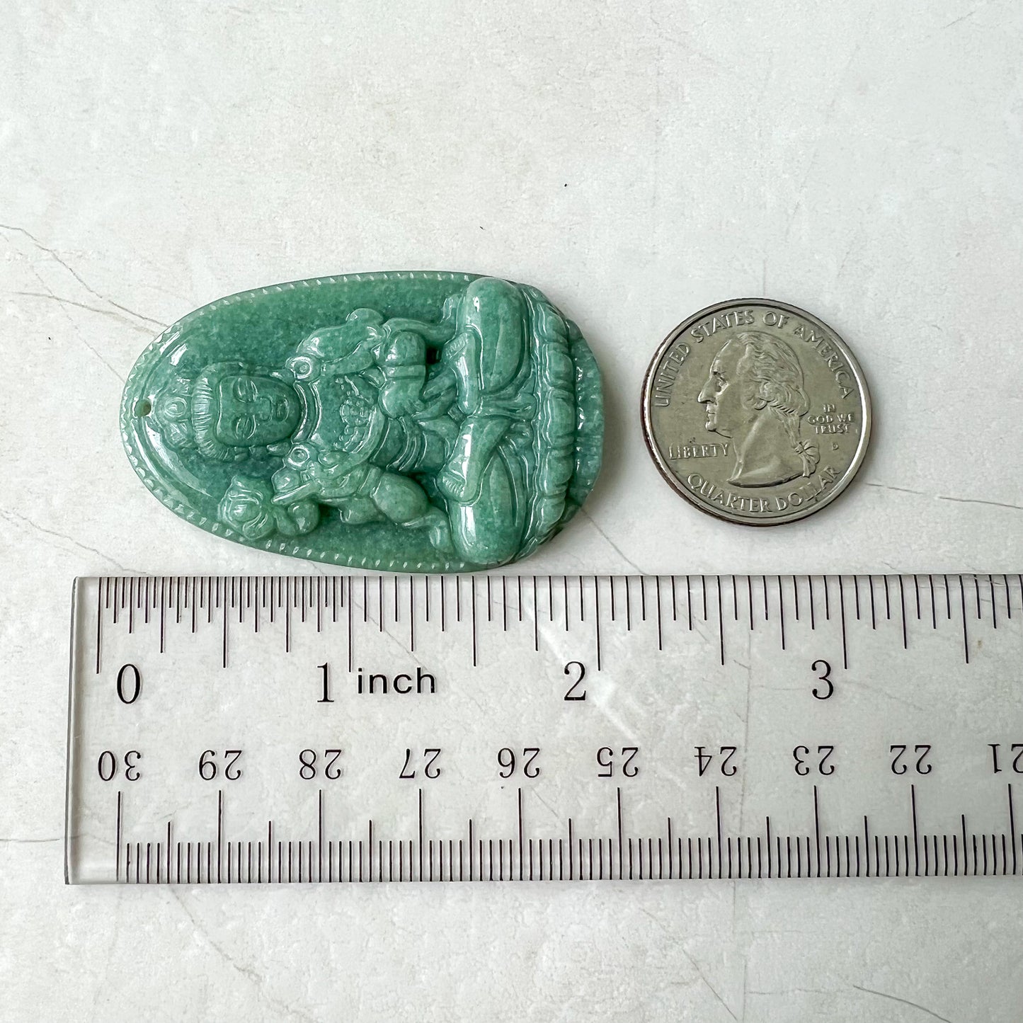 Jadeite Jade Mahasthamaprapta Buddha, Da Shi Zhi , Đại Thế Chí Bồ tát, 大势至, Green Jade Pendant Necklace, YJ-0622-0362178-7 - AriaDesignCollection