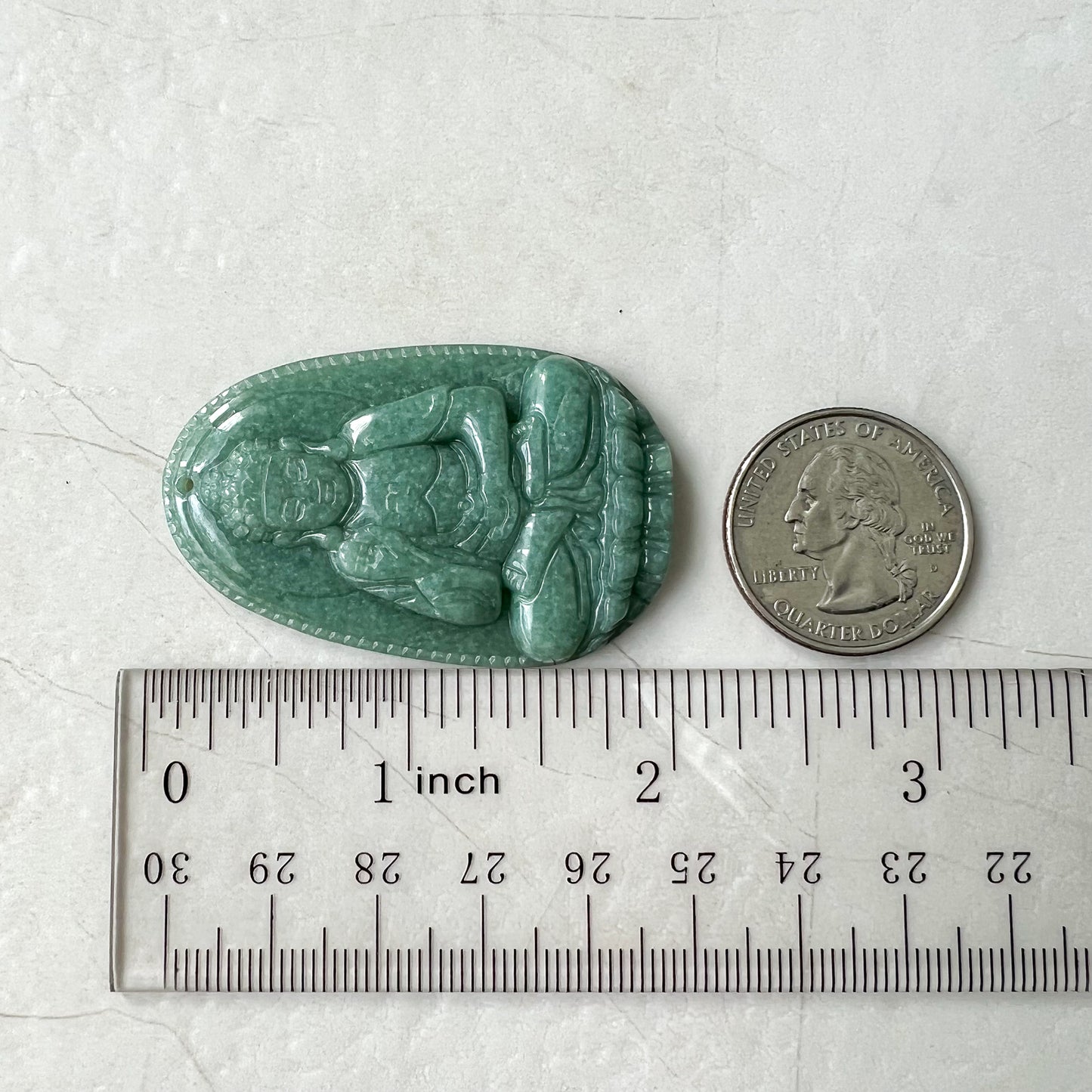Jadeite Jade Amitabha Buddha Amita Amida Green Carved Pendant Necklace, A Di Đà Phật, 阿弥陀佛, YJ-0622-0362178-5 - AriaDesignCollection