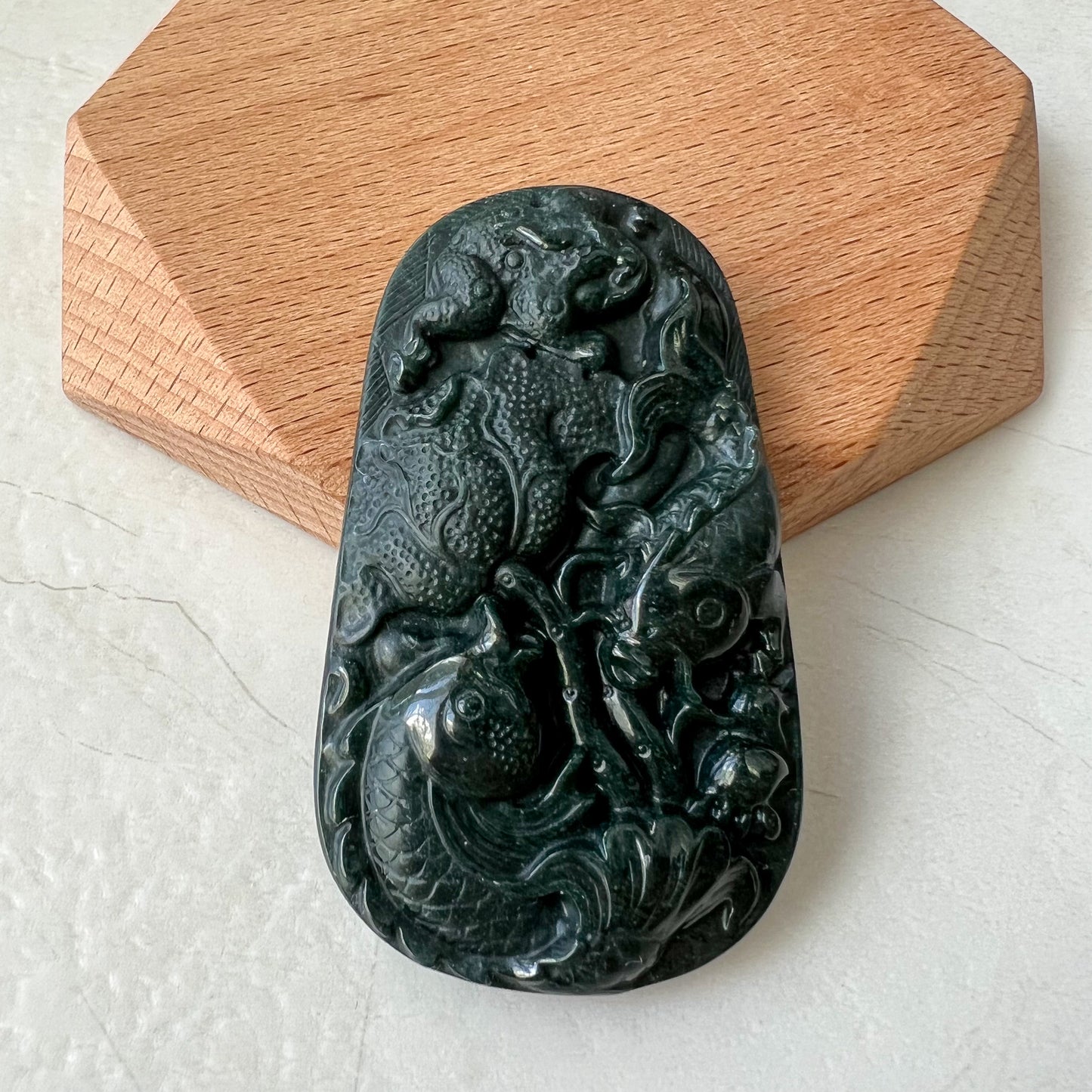 Black Jadeite Jade Twin Fish, Omphacite Jade, Pisces Zodiac Horoscope Necklace, Hand Carved Pendant Necklace, LGG-0322-1667010045-1 - AriaDesignCollection