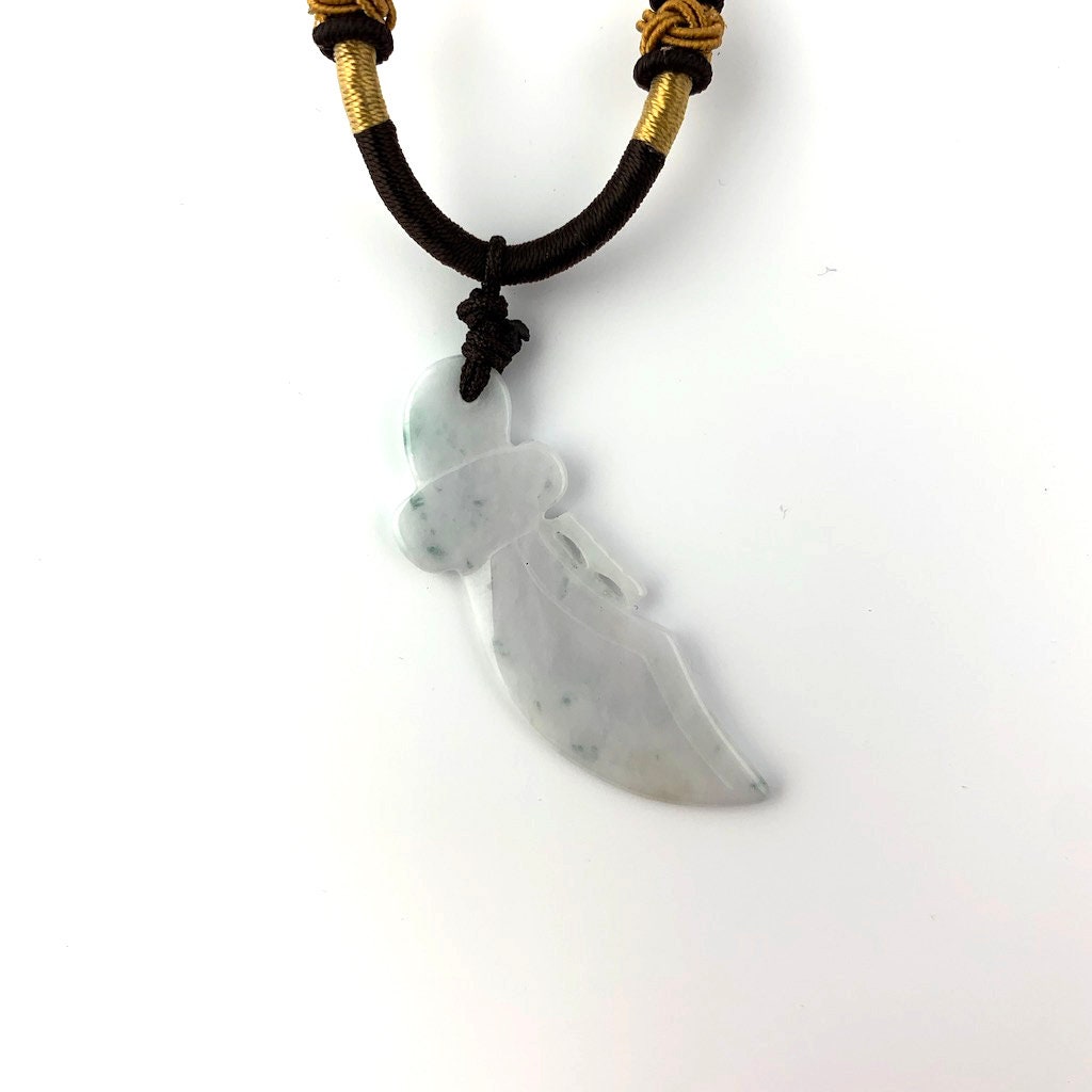 Jadeite Jade White Jade Sword Hand Carved Pendant Necklace, YW-0110-1645805661 - AriaDesignCollection