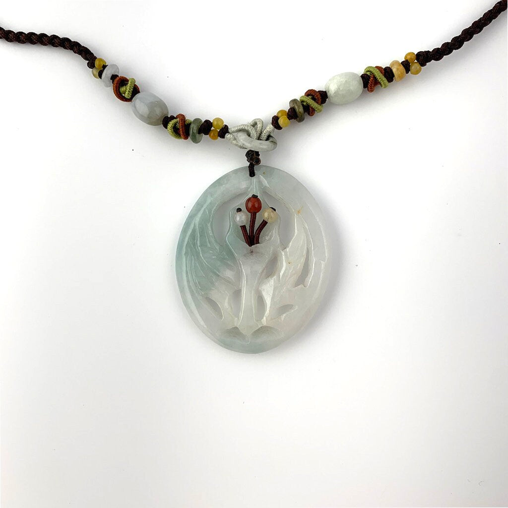 Jadeite Jade Carved Flower Necklace, Floral Necklace, Jade Flower Necklace, YW-0110-1647121580 - AriaDesignCollection