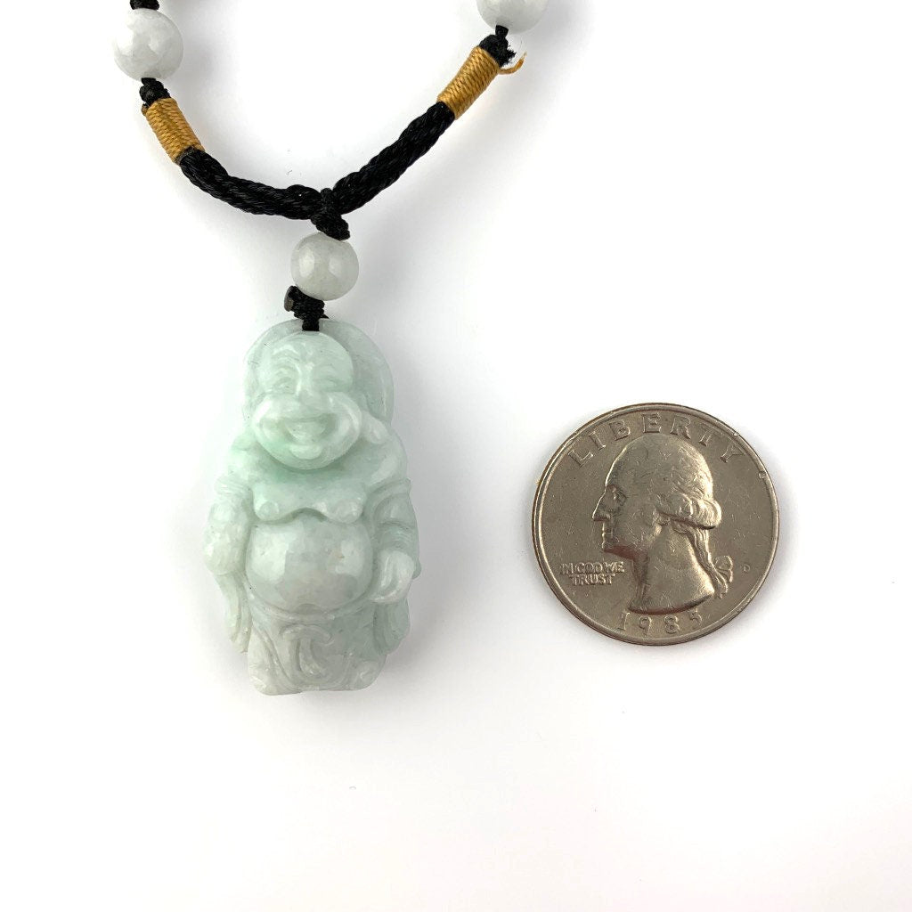 Jadeite Jade Buddha Carved Pendant, Budai, Happy Buddha, YW-0110-1647121300 - AriaDesignCollection