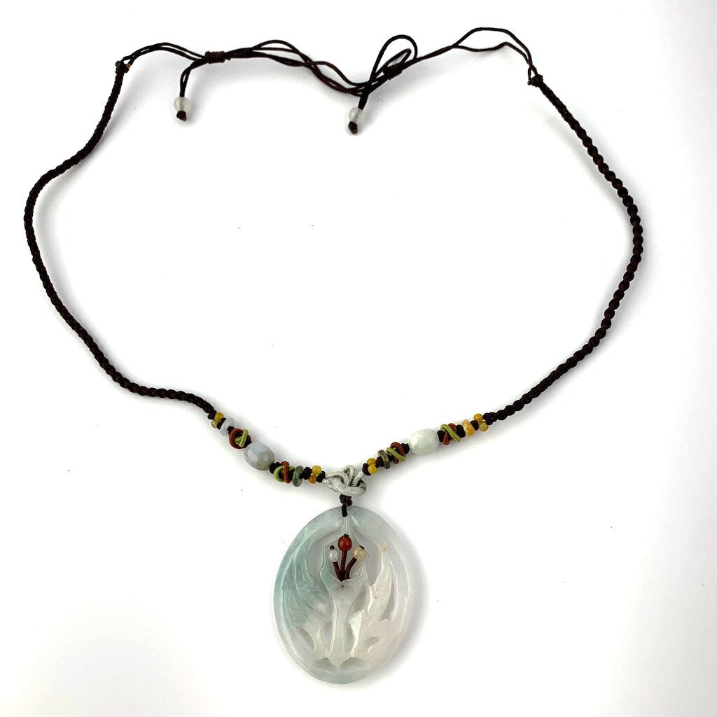 Jadeite Jade Carved Flower Necklace, Floral Necklace, Jade Flower Necklace, YW-0110-1647121580 - AriaDesignCollection