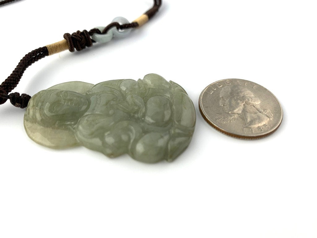 Jadeite Jade Guan Yin Avalokiteshvara Carved Pendant Necklace, YW-0110-1646196724 - AriaDesignCollection