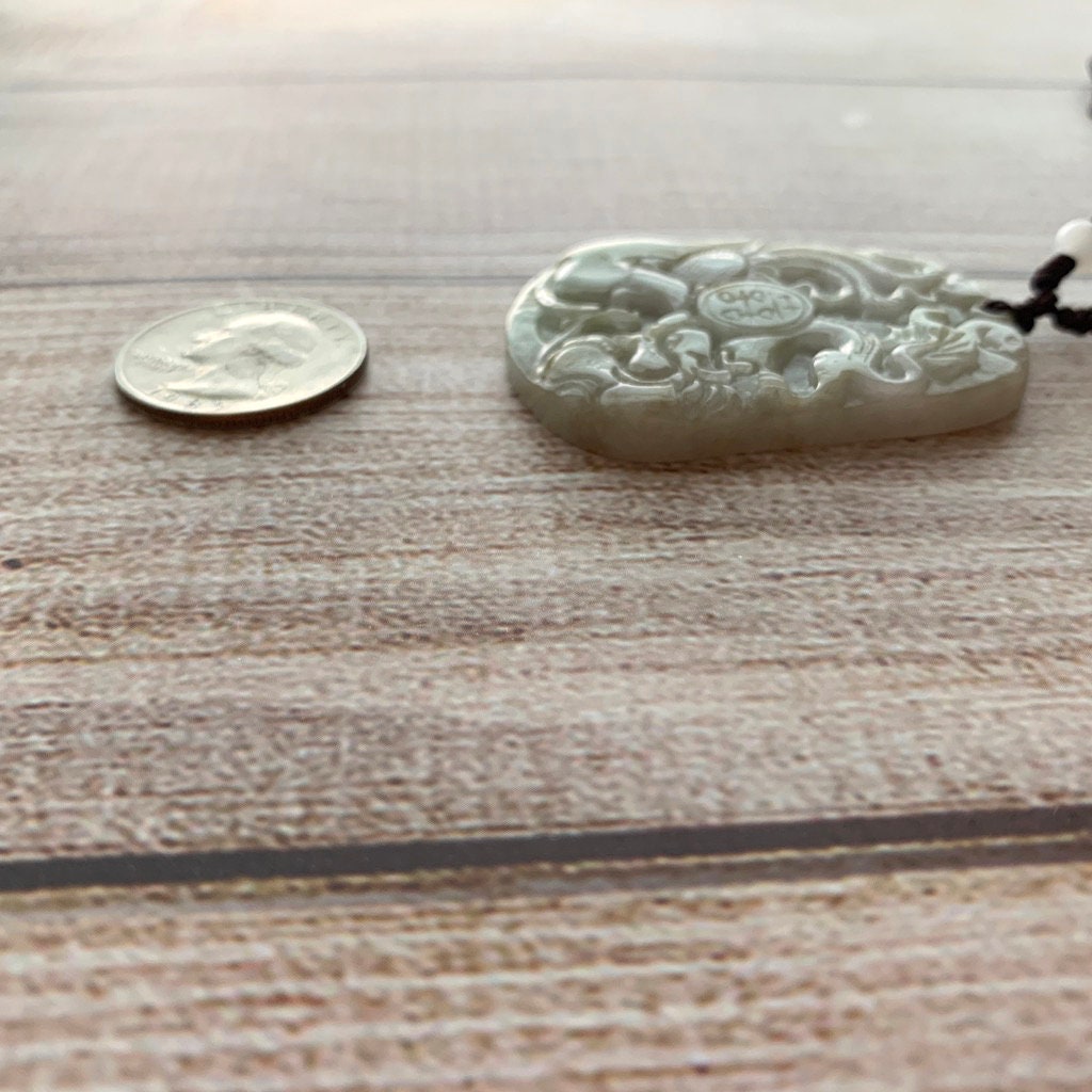 Jadeite Jade Wedding Marriage Gift Happiness Carved Necklace, YW-0110-1646980432 - AriaDesignCollection
