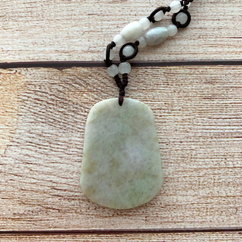 Jadeite Jade Wedding Marriage Gift Happiness Carved Necklace, YW-0110-1646980432 - AriaDesignCollection