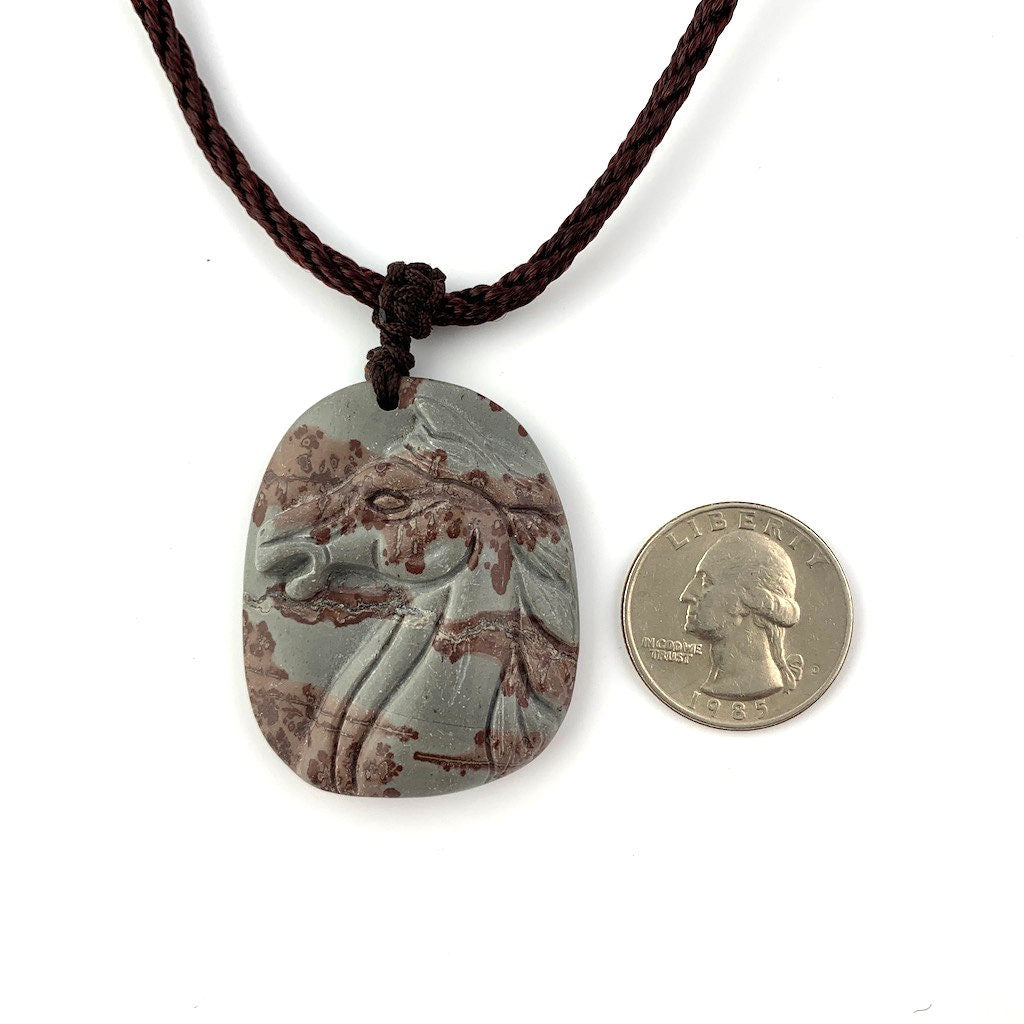 Natural Stone Horse Zodiac Carved Necklace, Horse Pendant, Horse Zodiac, Chinese Zodiac, YW-0110-1647115879 - AriaDesignCollection
