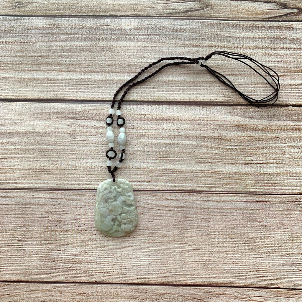 Jadeite Jade Wedding Marriage Gift Happiness Carved Necklace, YW-0110-1646980432 - AriaDesignCollection