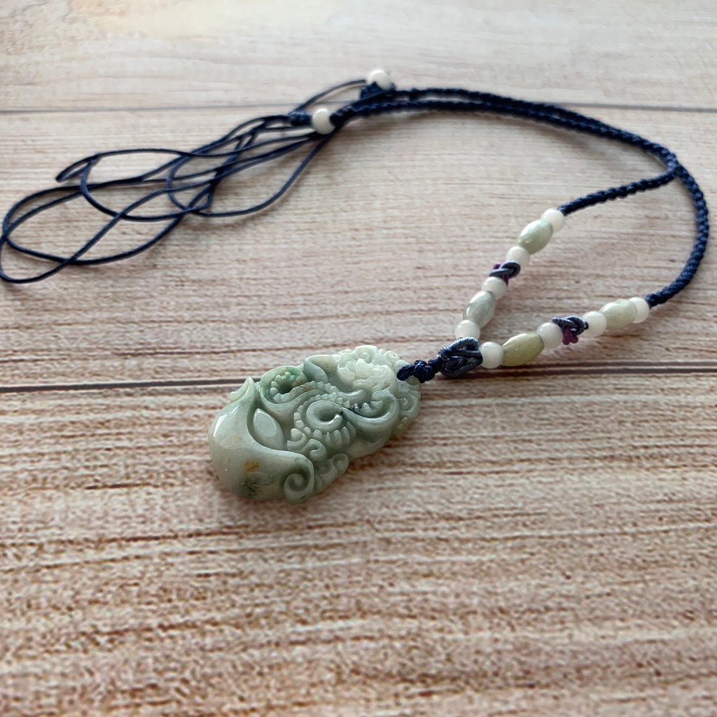 Jadeite Jade Snake Chinese Zodiac Carved Pendant Necklace, YW-0110-1646979561 - AriaDesignCollection