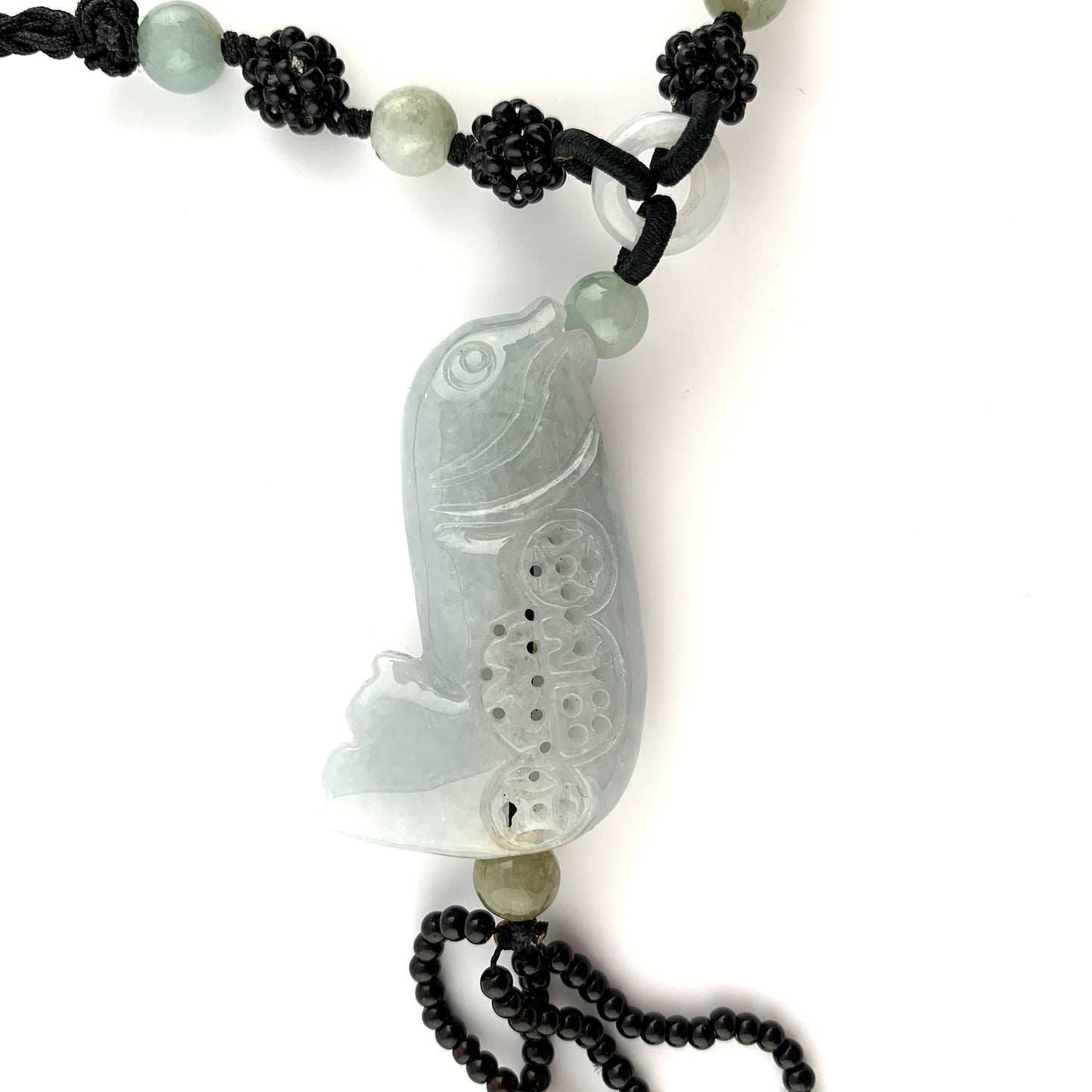 Jadeite Jade Fish Chinese Carved Pendant, YW-0110-1647022622 - AriaDesignCollection