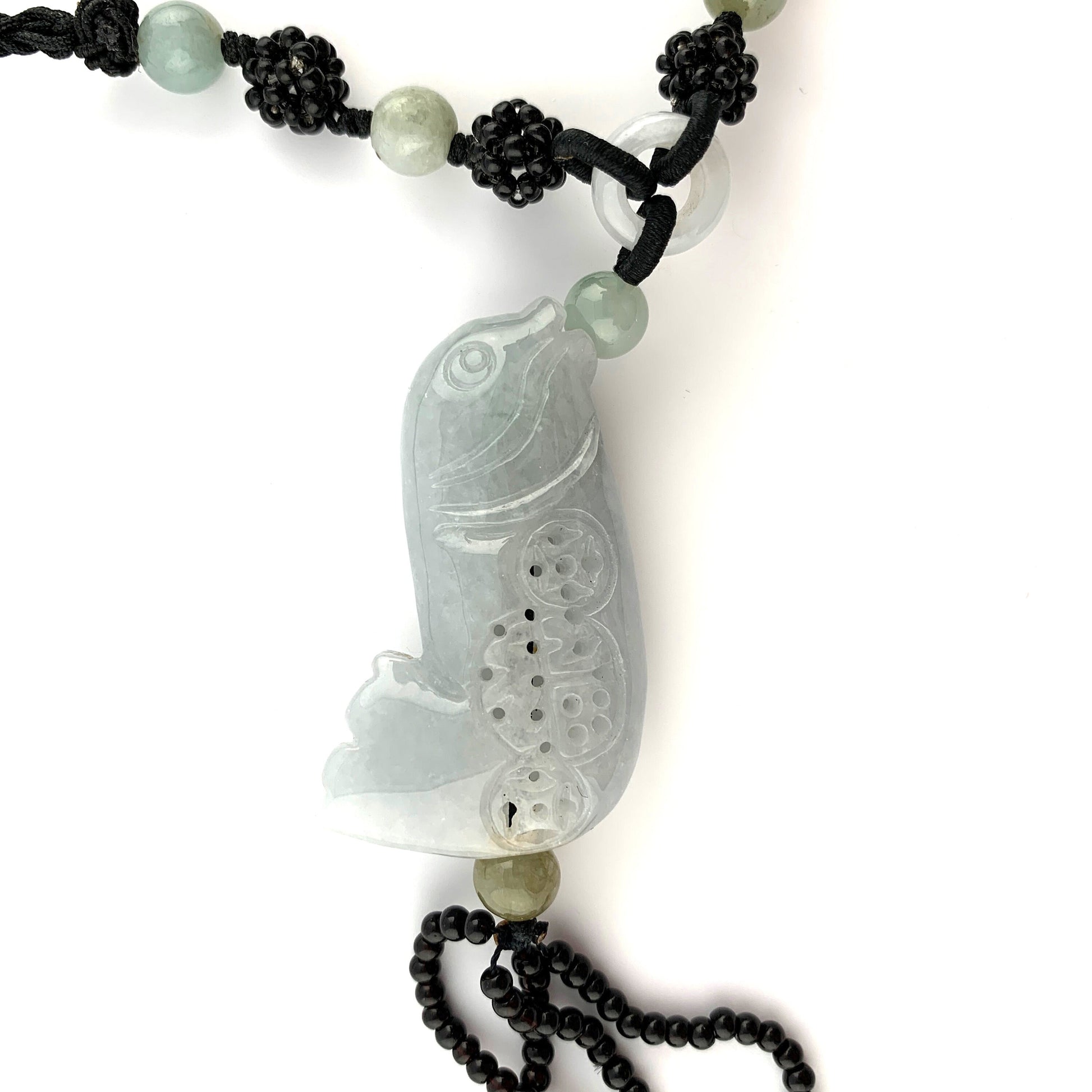 Jadeite Jade Fish Chinese Carved Pendant, YW-0110-1647022622 - AriaDesignCollection