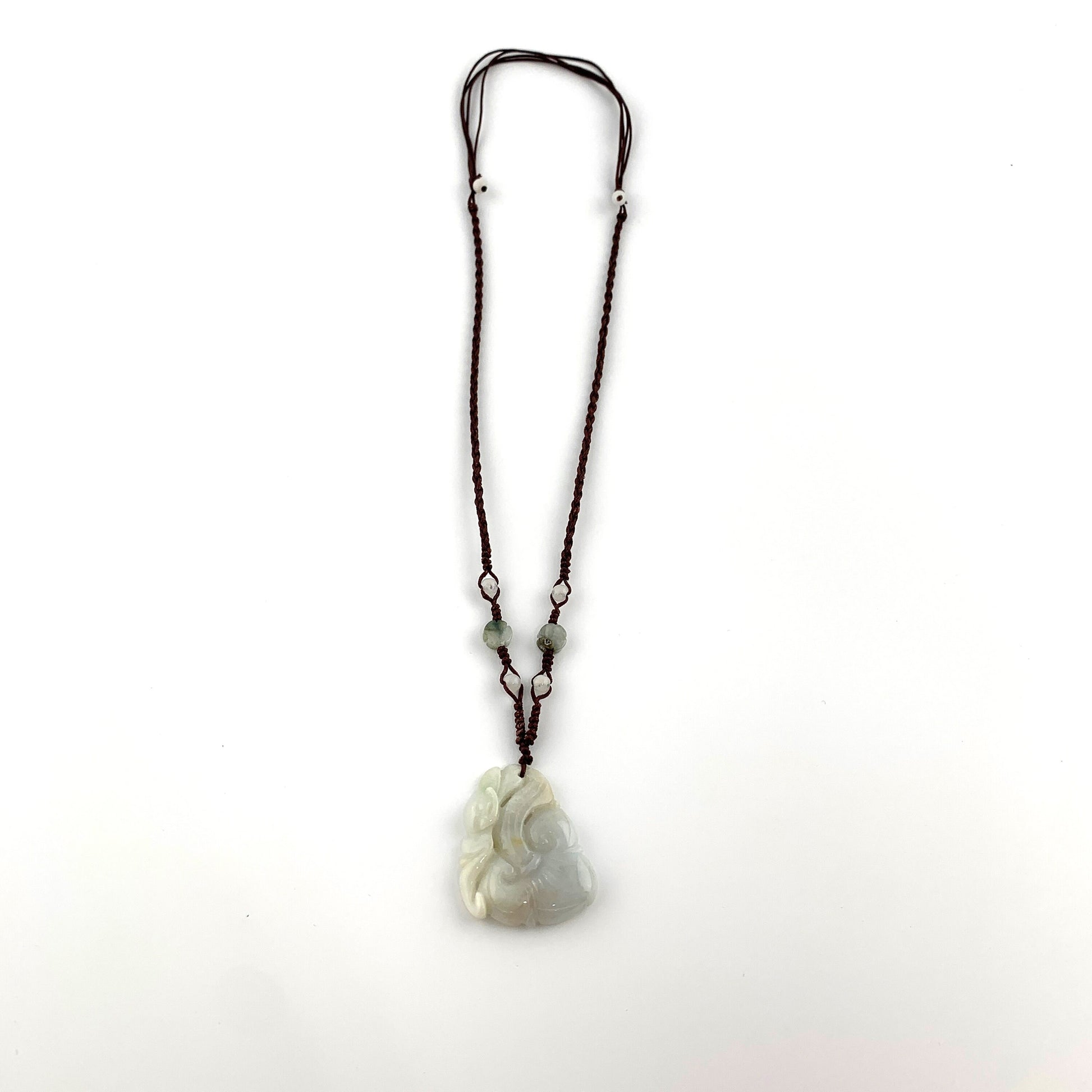 Jadeite Jade Lucky Ruyi, Ru Yi, 如意, Pendant Hand Carved Necklace, YW-0110-1647022446 - AriaDesignCollection