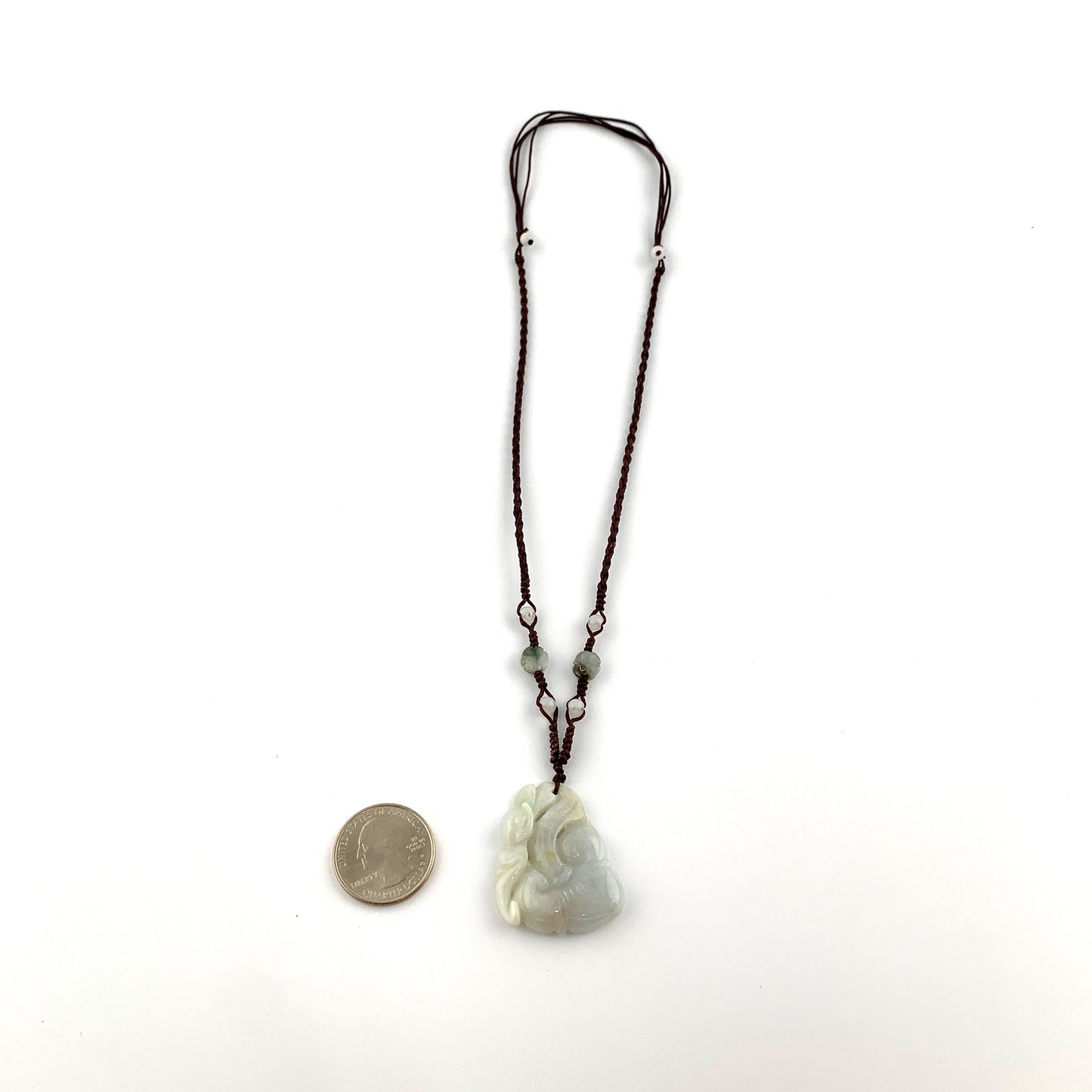 Jadeite Jade Lucky Ruyi, Ru Yi, 如意, Pendant Hand Carved Necklace, YW-0110-1647022446 - AriaDesignCollection