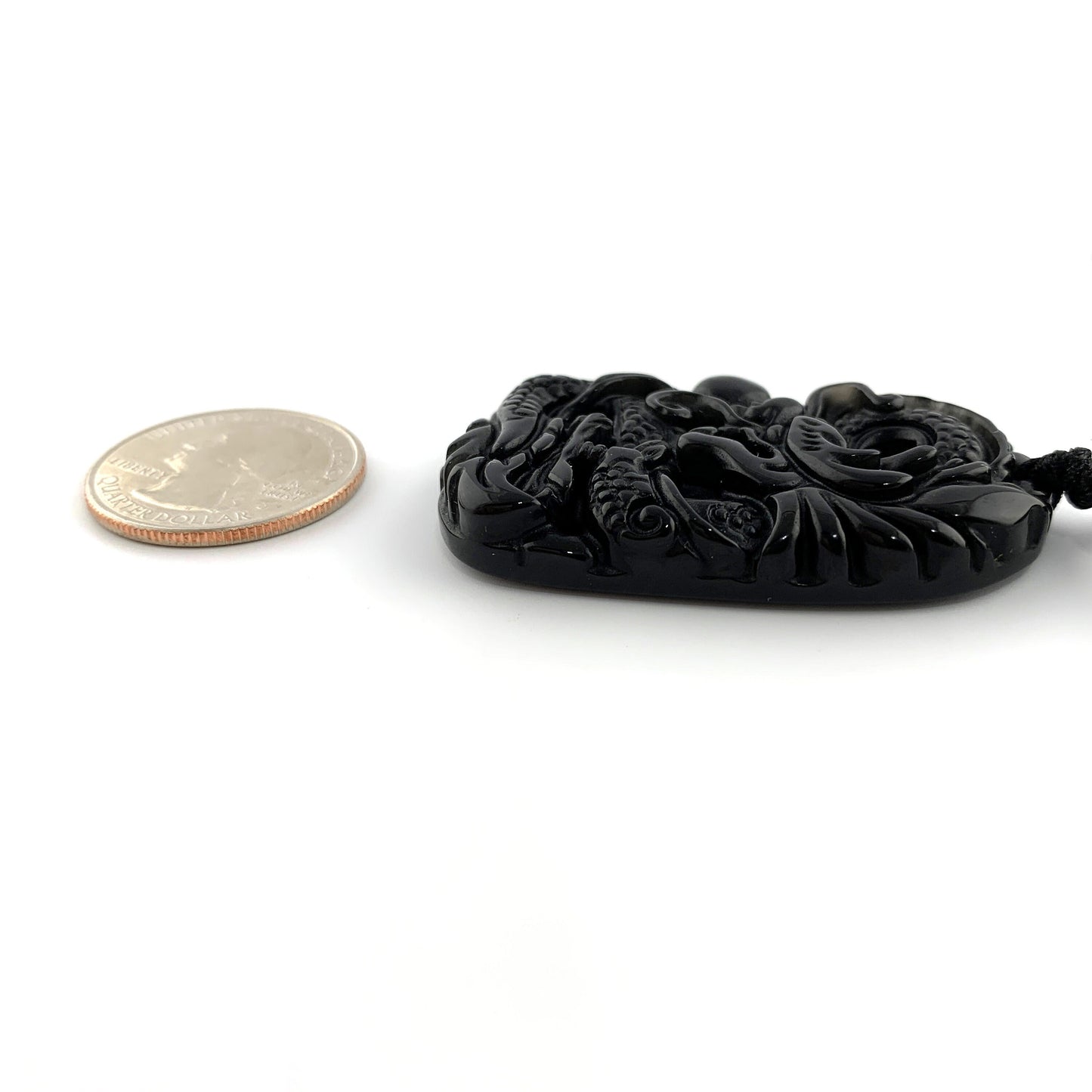 Obsidian Dragon Chinese Zodiac Carved Necklace, YW-0110-1686800541