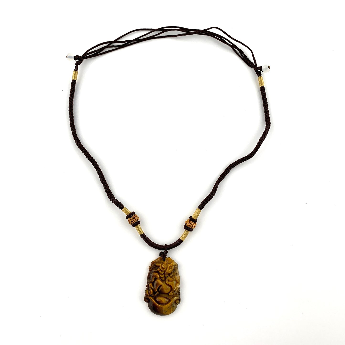 Tiger Eye Horse Chinese Zodiac Rustic Carved Pendant Necklace, YW-0110-1646934969 - AriaDesignCollection