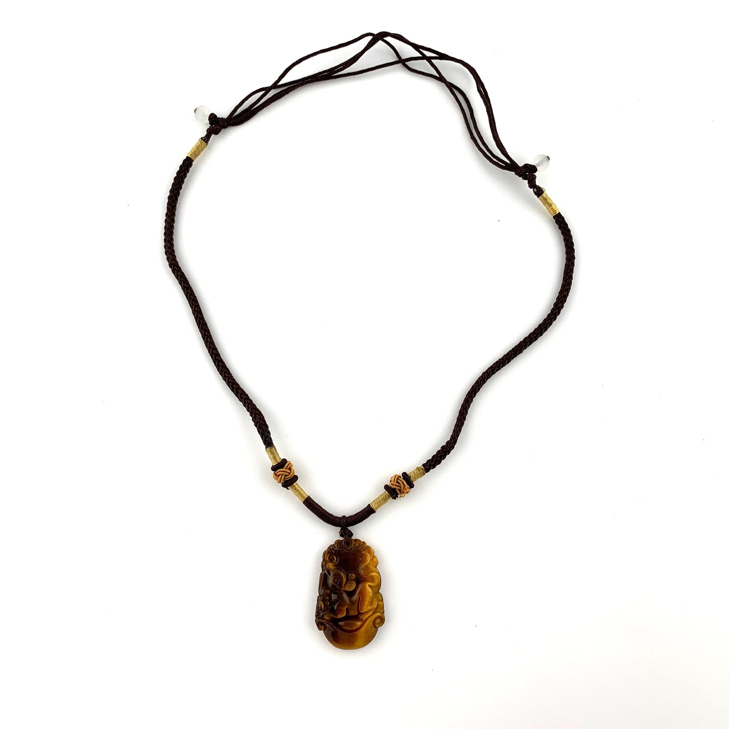 Tiger Eye Rat Mouse Chinese Zodiac Carved Pendant Necklace, YW-0321-1646065720 - AriaDesignCollection