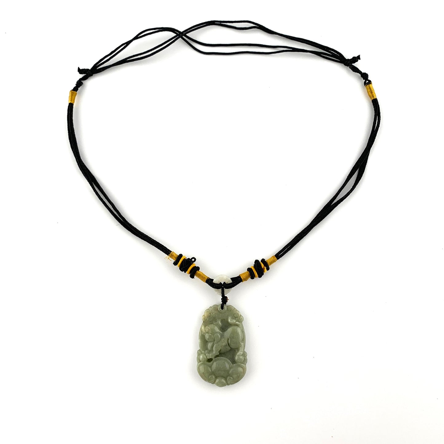 Jadeite Jade Pig Boar Chinese Zodiac Carved Rustic Pendant Necklace, YW-0110-1646934858 - AriaDesignCollection
