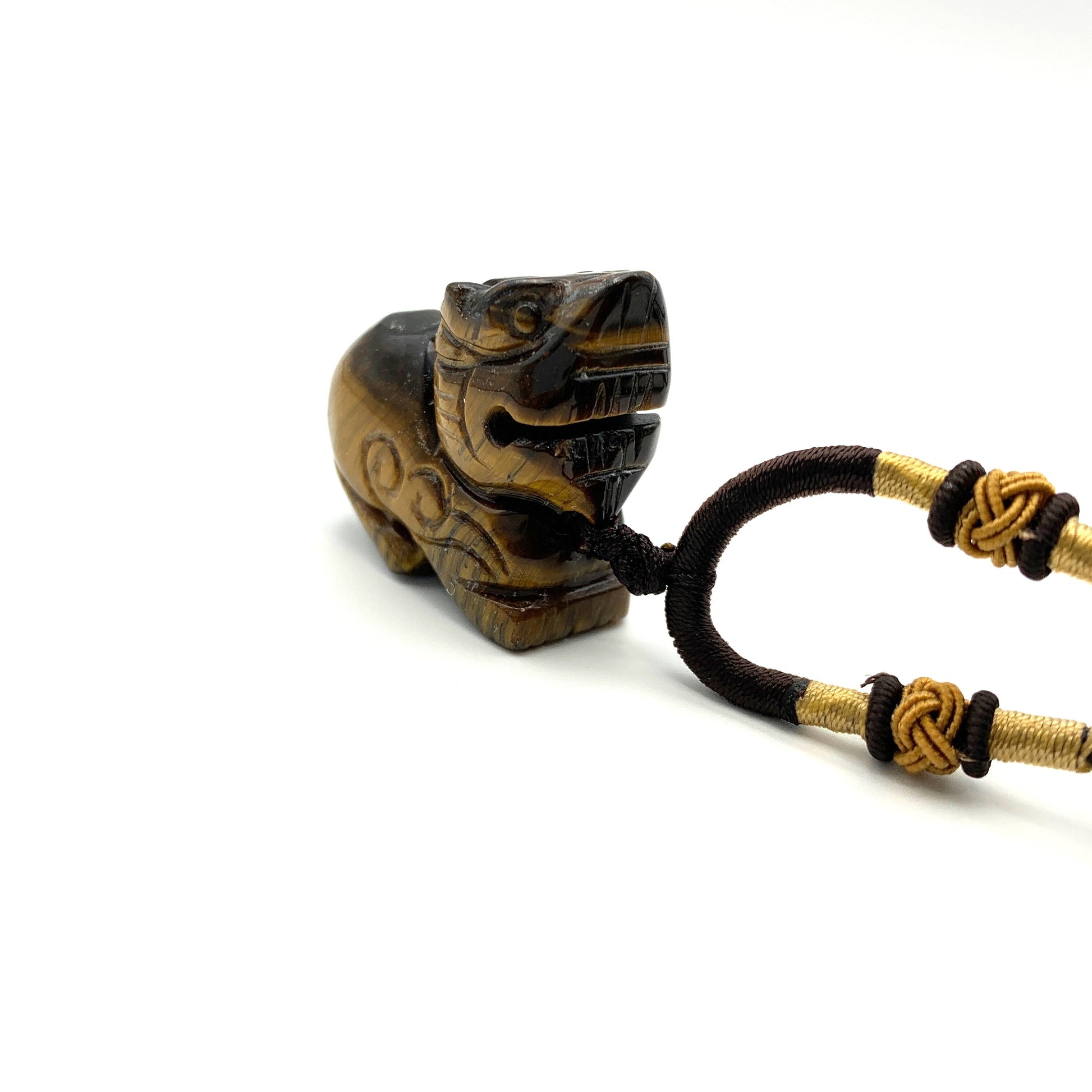 Tiger Eye Dragon Pixiu Rustic Dragon Chinese Carved Pendant, YW-0110-1646840764 - AriaDesignCollection