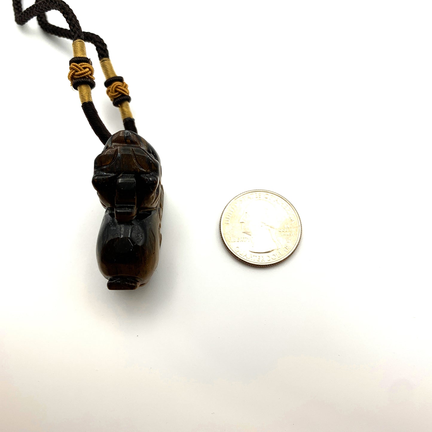 Tiger Eye Dragon Pixiu Rustic Dragon Chinese Carved Pendant, YW-0110-1646840764 - AriaDesignCollection