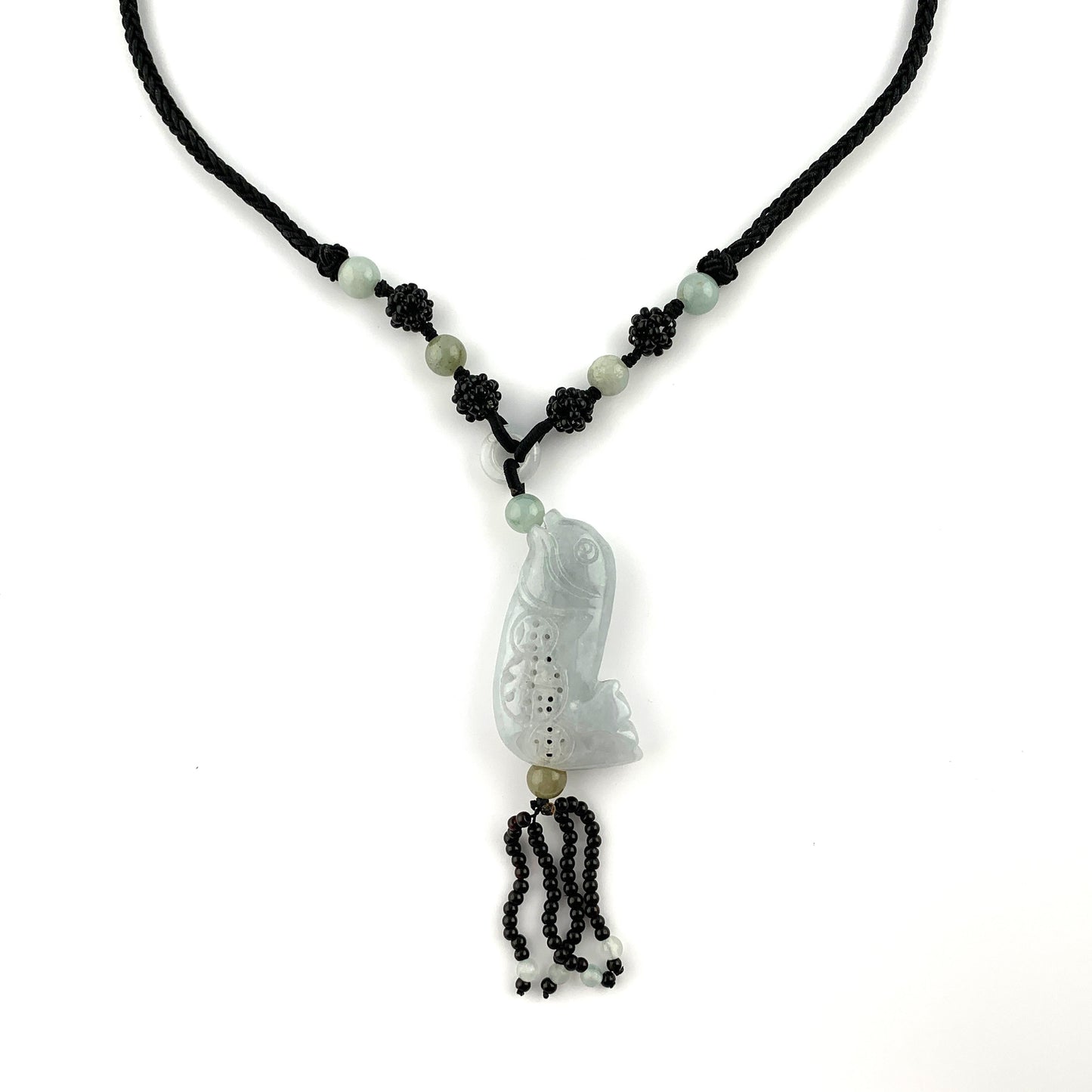 Jadeite Jade Fish Chinese Carved Pendant, YW-0110-1647022622 - AriaDesignCollection