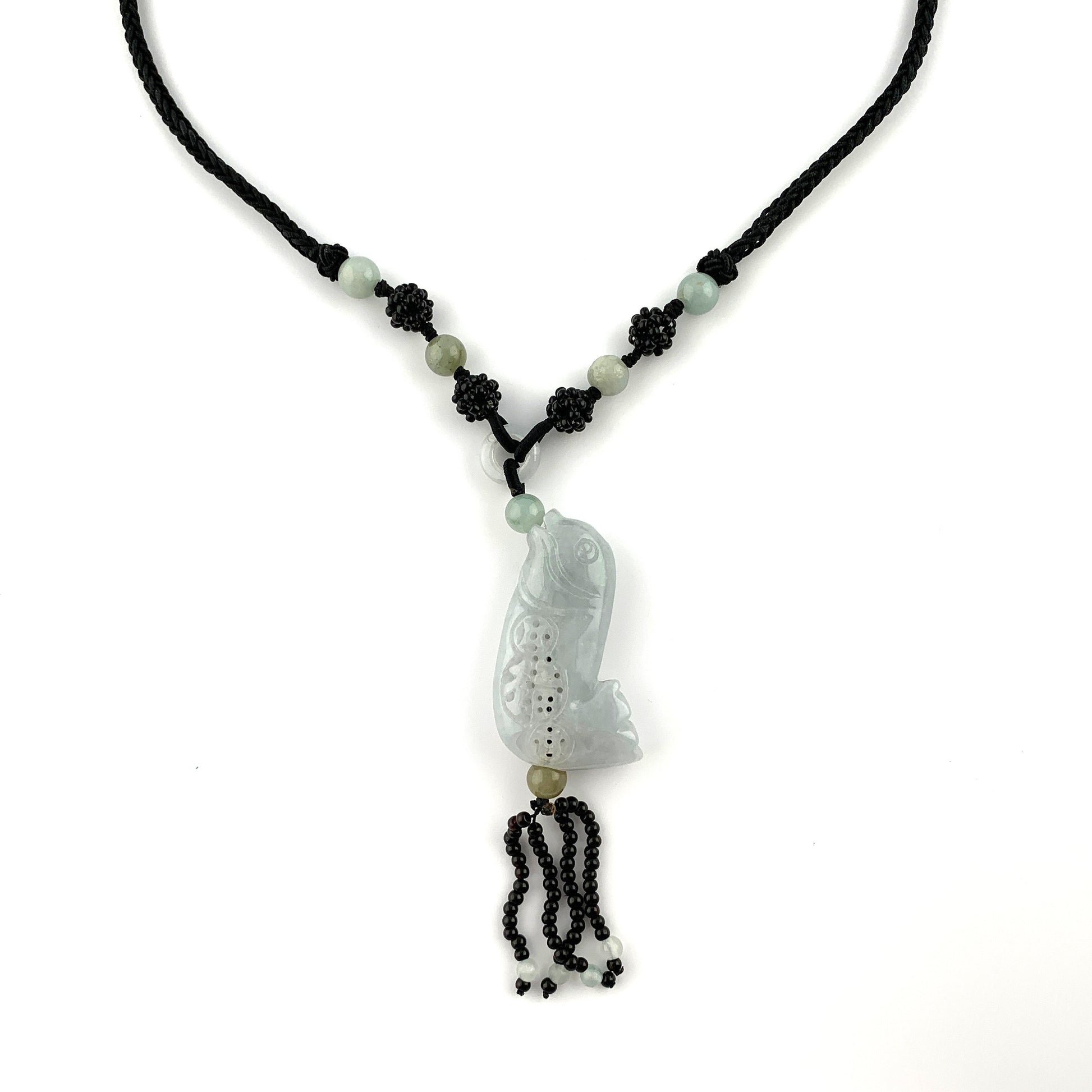 Jadeite Jade Fish Chinese Carved Pendant, YW-0110-1647022622 - AriaDesignCollection