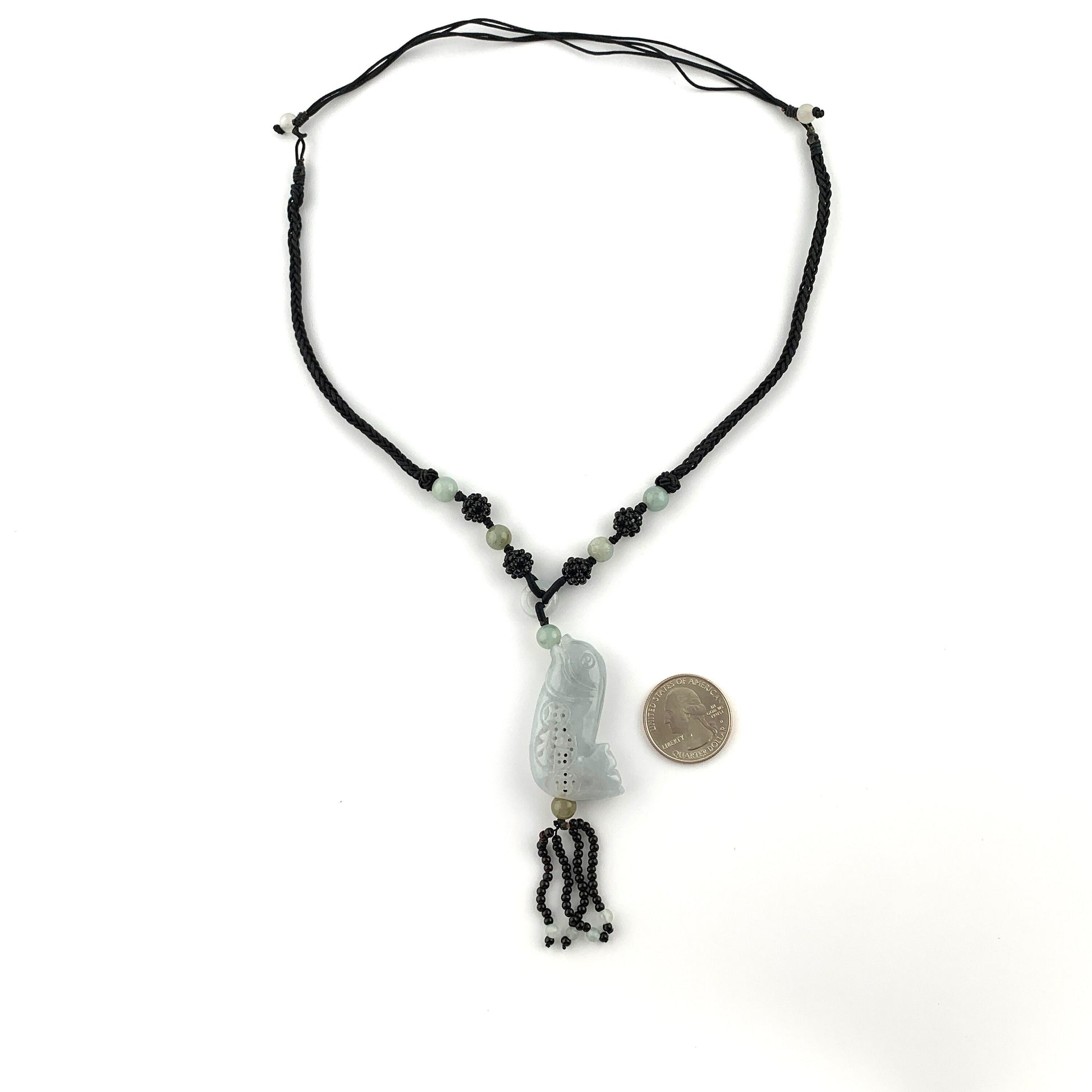 Jadeite Jade Fish Chinese Carved Pendant, YW-0110-1647022622 - AriaDesignCollection