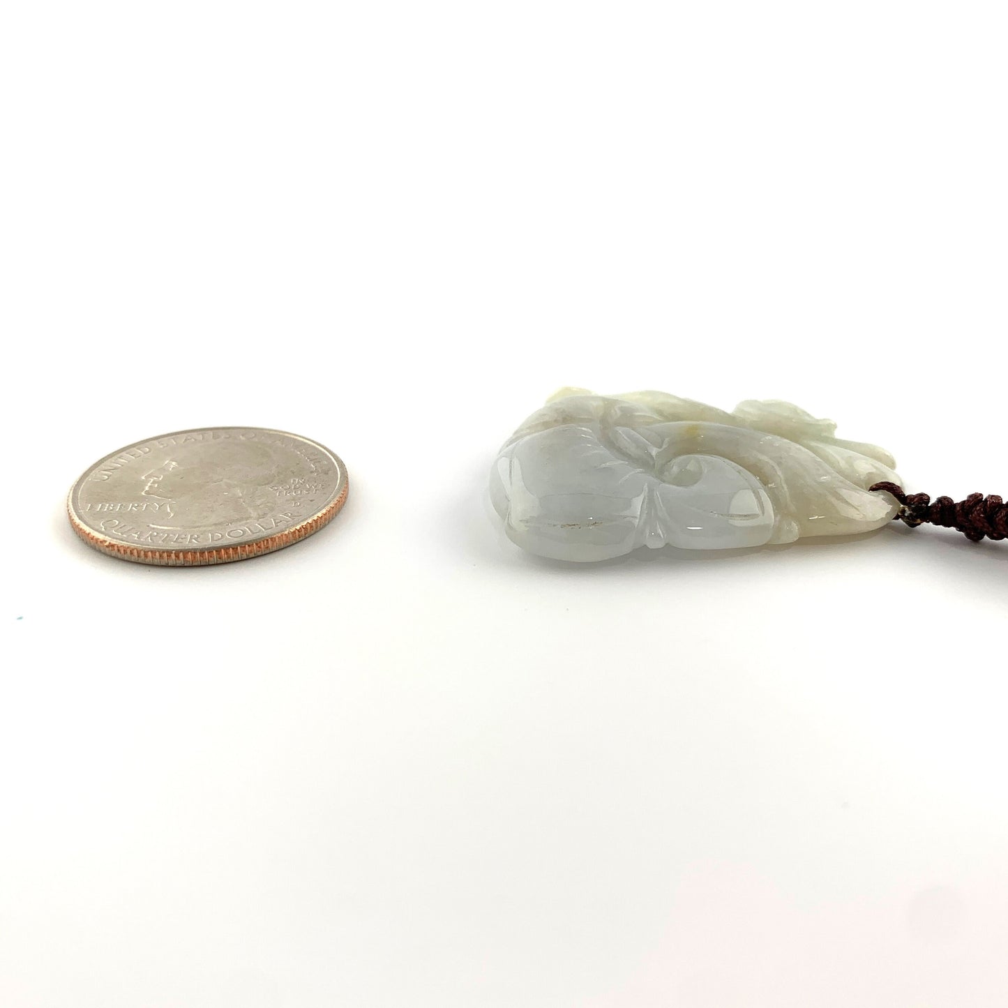 Jadeite Jade Lucky Ruyi, Ru Yi, 如意, Pendant Hand Carved Necklace, YW-0110-1647022446 - AriaDesignCollection