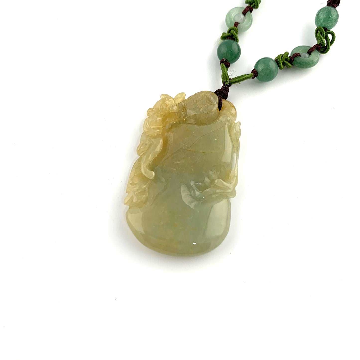 Yellow Jadeite Jade Peach Carved Necklace, YW-0110-1647022365 - AriaDesignCollection
