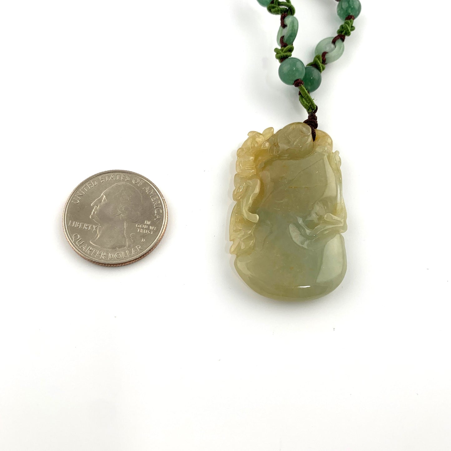 Yellow Jadeite Jade Peach Carved Necklace, YW-0110-1647022365 - AriaDesignCollection