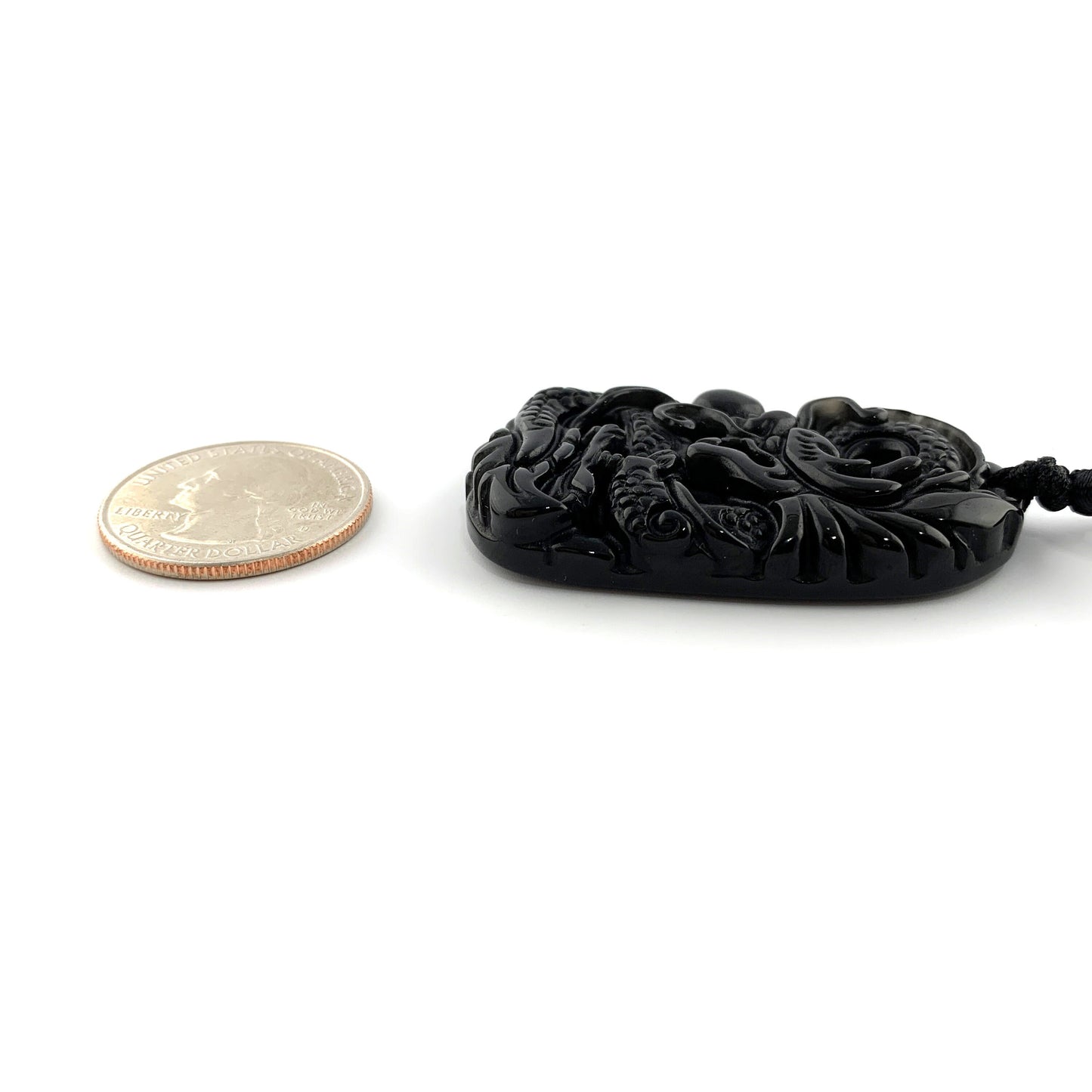 Obsidian Dragon Chinese Zodiac Carved Necklace, YW-0110-1686800541