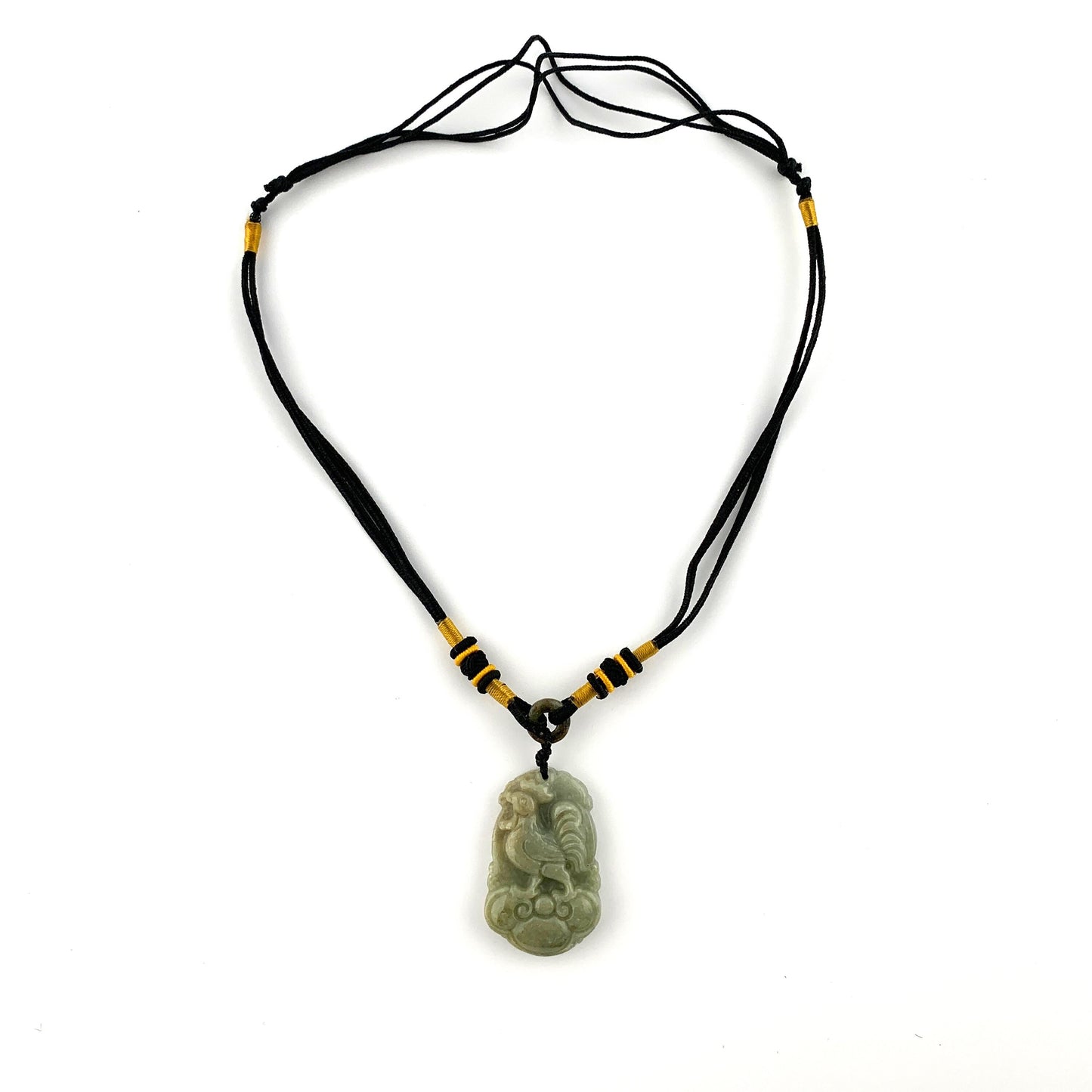 Jadeite Jade Rooster Chicken Chinese Zodiac Carved Rustic Pendant Necklace, YW-0110-1646929630 - AriaDesignCollection